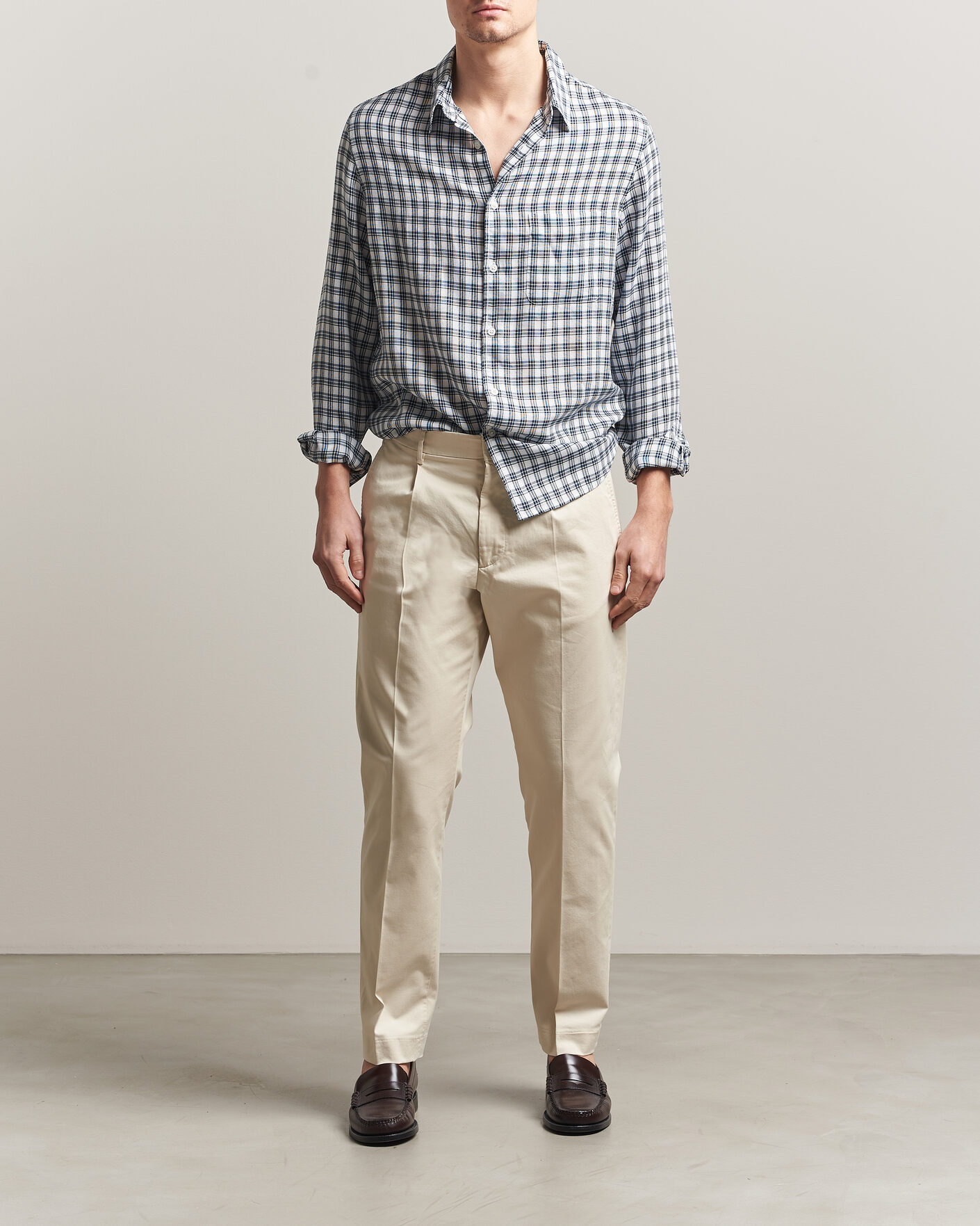 Herr | Byxor | NN07 | Bill Pleated Trousers Ivory