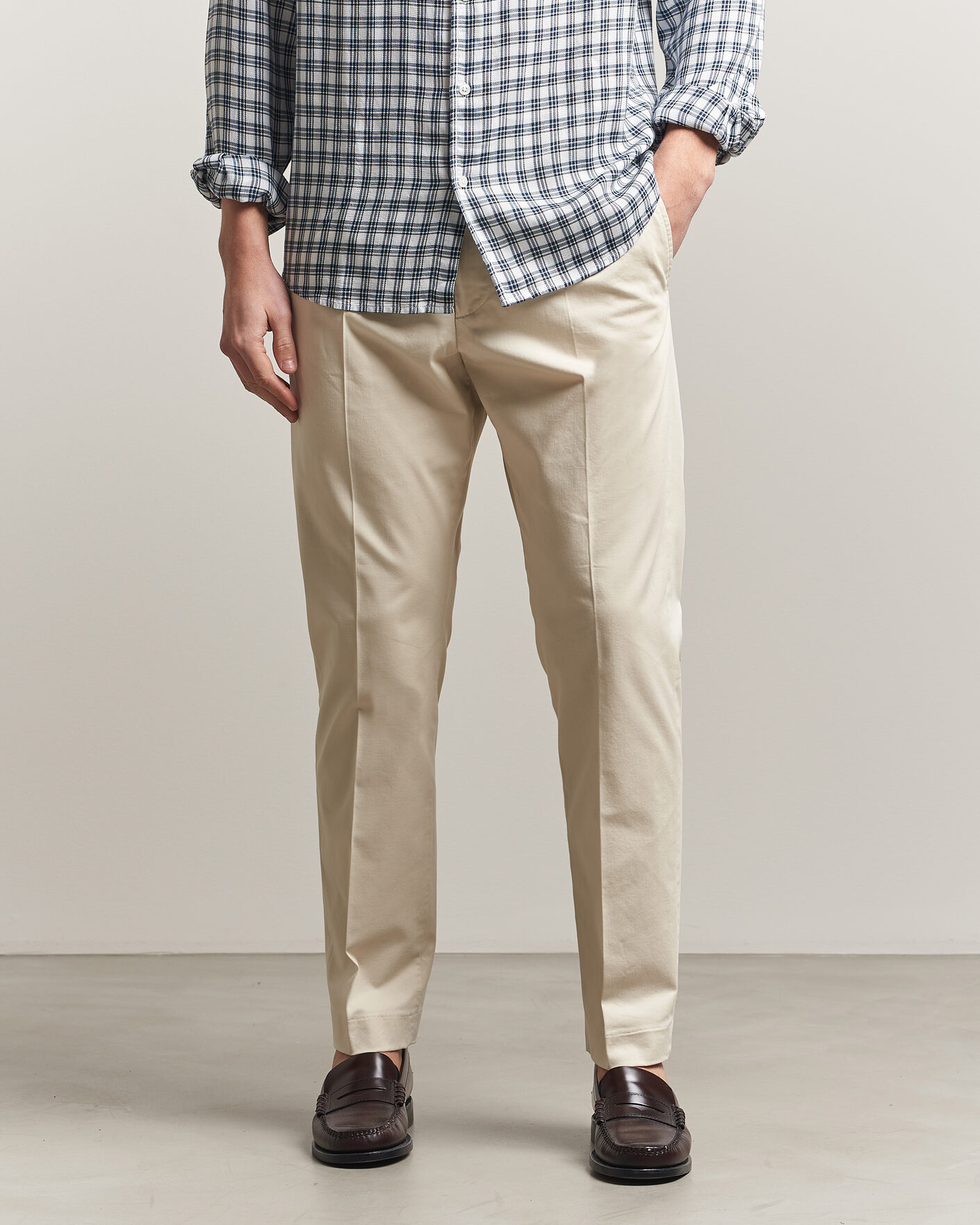 Herr | Byxor | NN07 | Bill Pleated Trousers Ivory