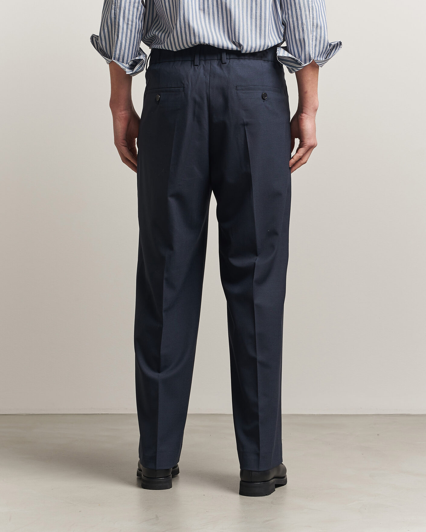 Herr | Byxor | NN07 | Kay Summer Wool Drawstring Trousers Deep Navy
