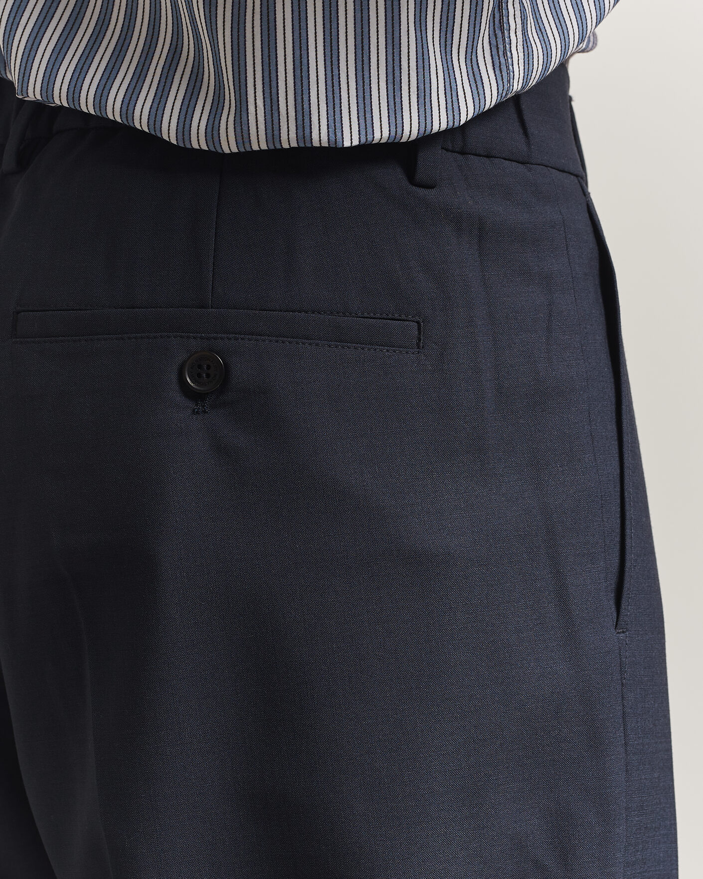 Herr | Byxor | NN07 | Kay Summer Wool Drawstring Trousers Deep Navy