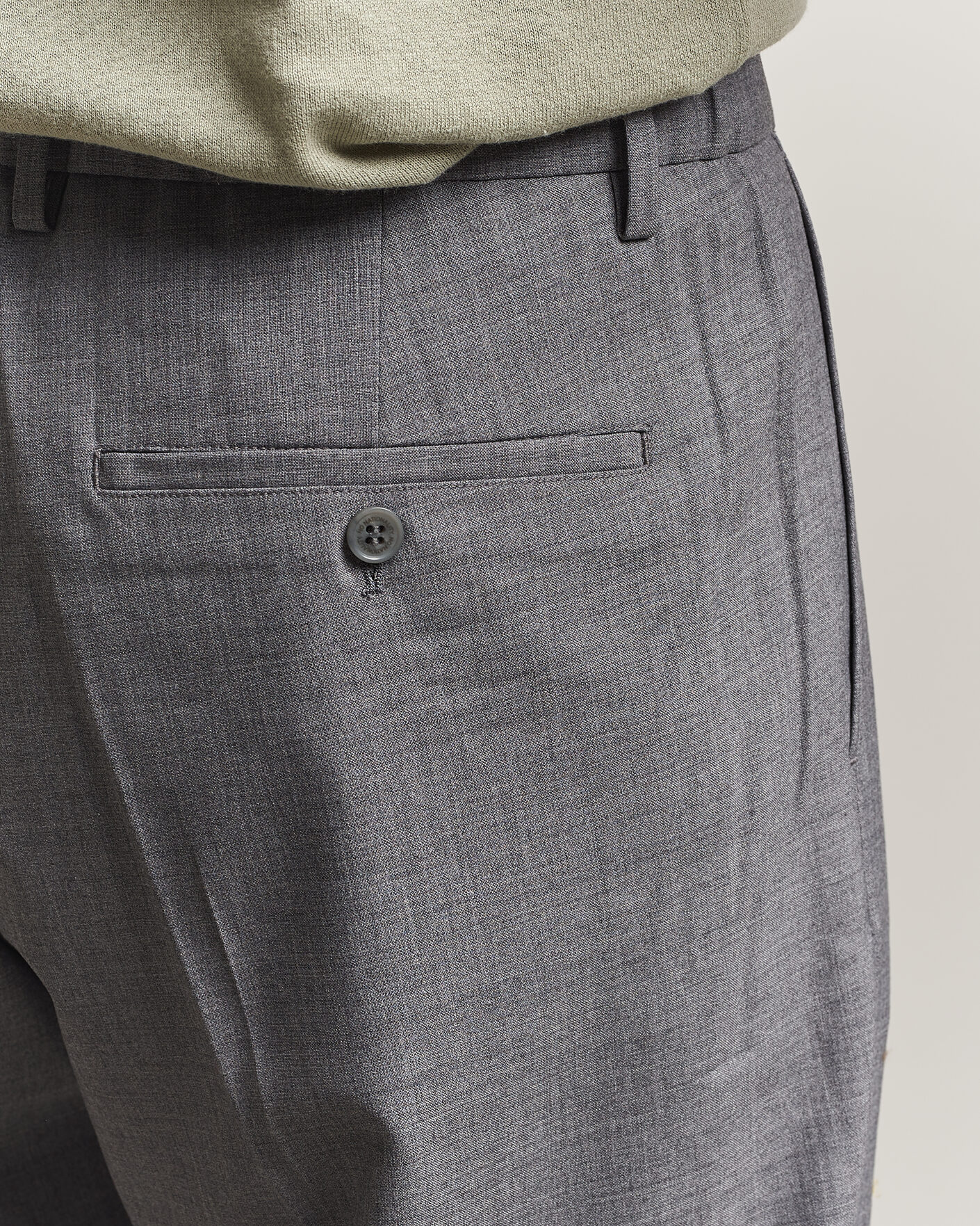 Herr | Byxor | NN07 | Kay Summer Wool Drawstring Trousers Light Grey Melange