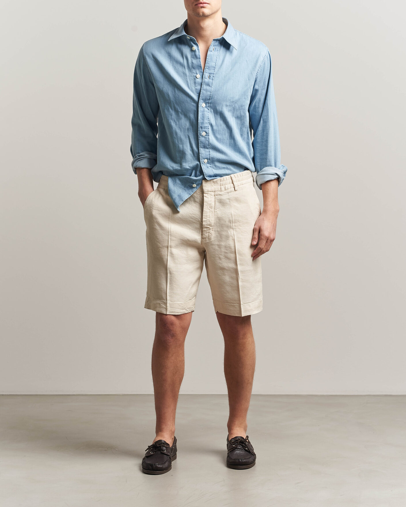 Herr | Shorts | NN07 | Billie Linen/Viscose Drawstring Shorts Ivory