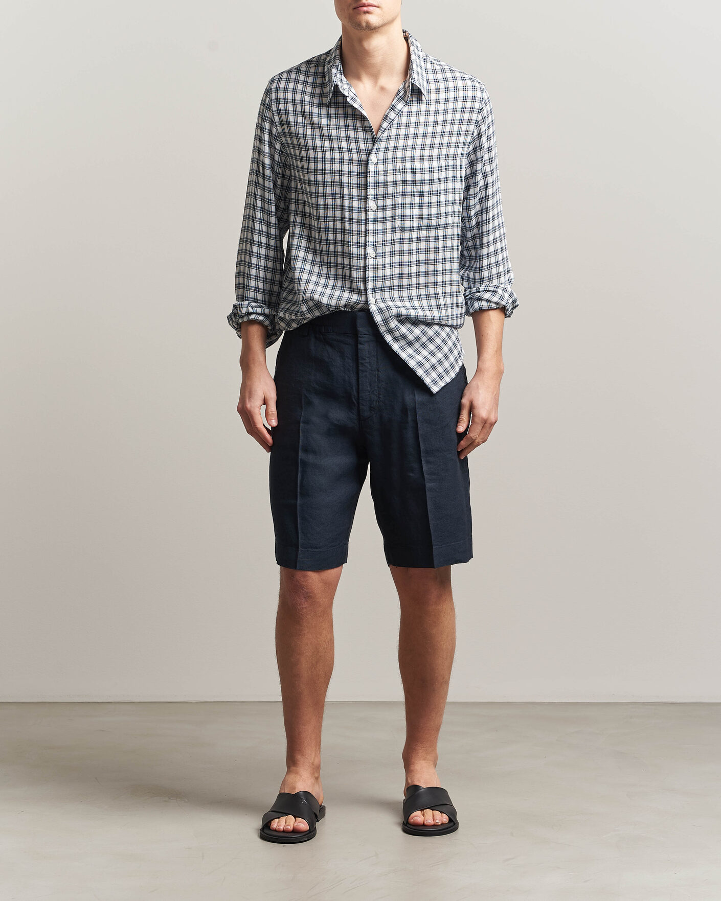 Herr | Shorts | NN07 | Billie Linen/Viscose Drawstring Shorts Deep Navy