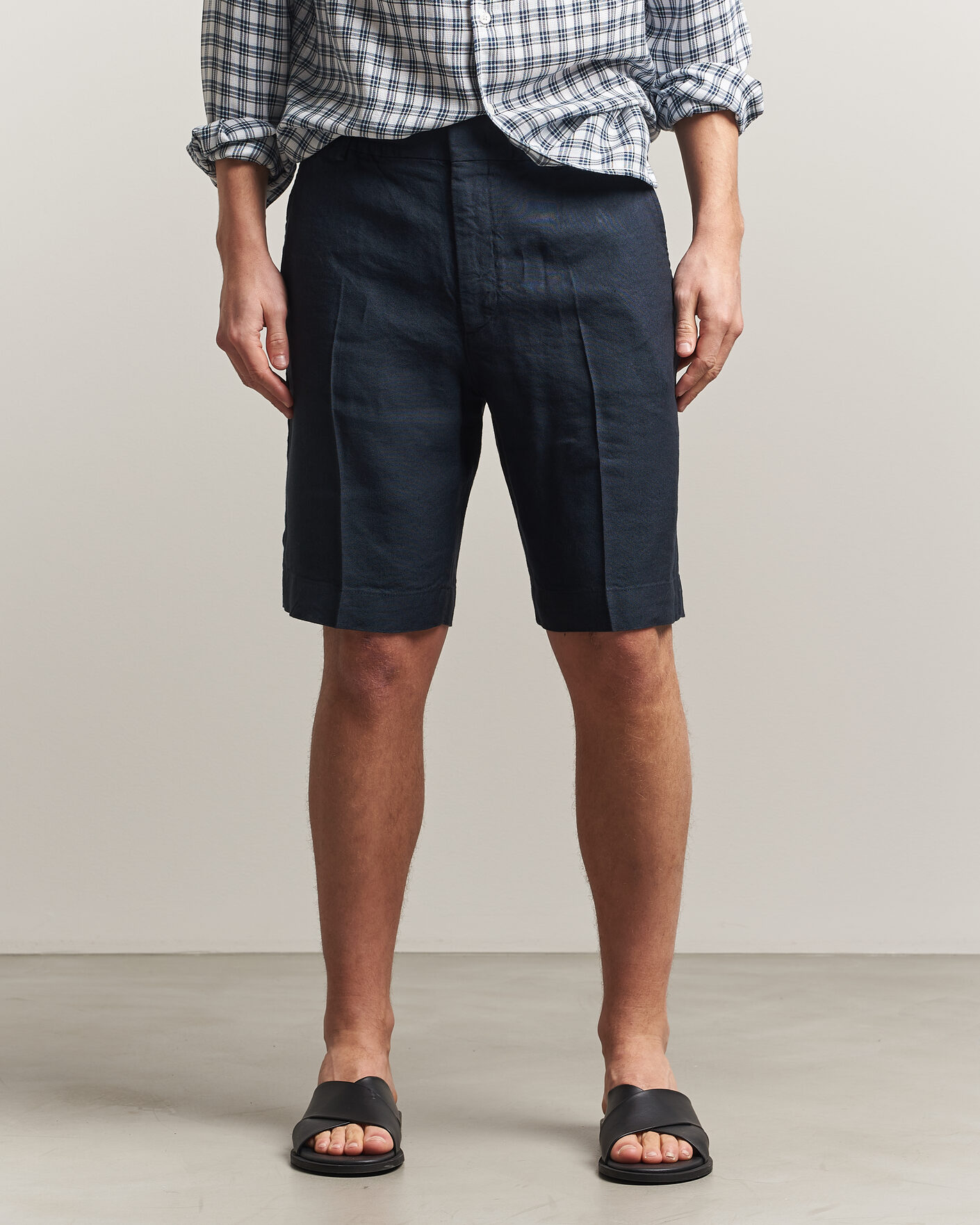 Herr | Shorts | NN07 | Billie Linen/Viscose Drawstring Shorts Deep Navy