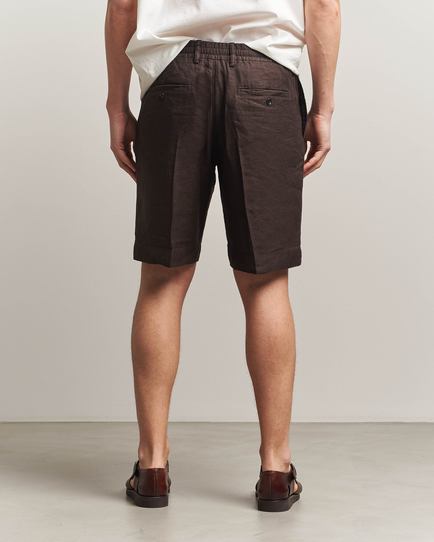 Herr | Shorts | NN07 | Billie Linen/Viscose Drawstring Shorts Deep Truffle