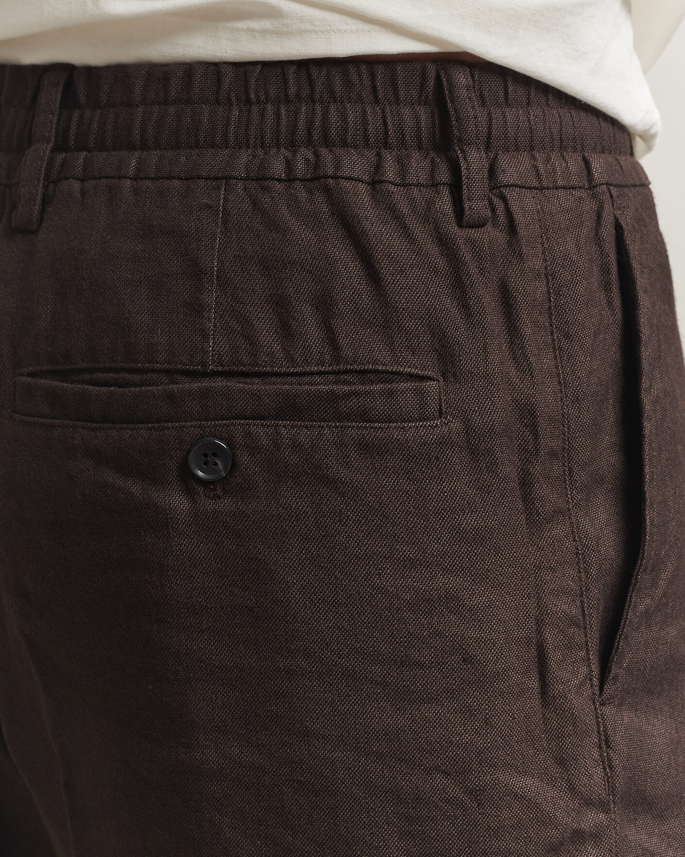 Herr | Shorts | NN07 | Billie Linen/Viscose Drawstring Shorts Deep Truffle