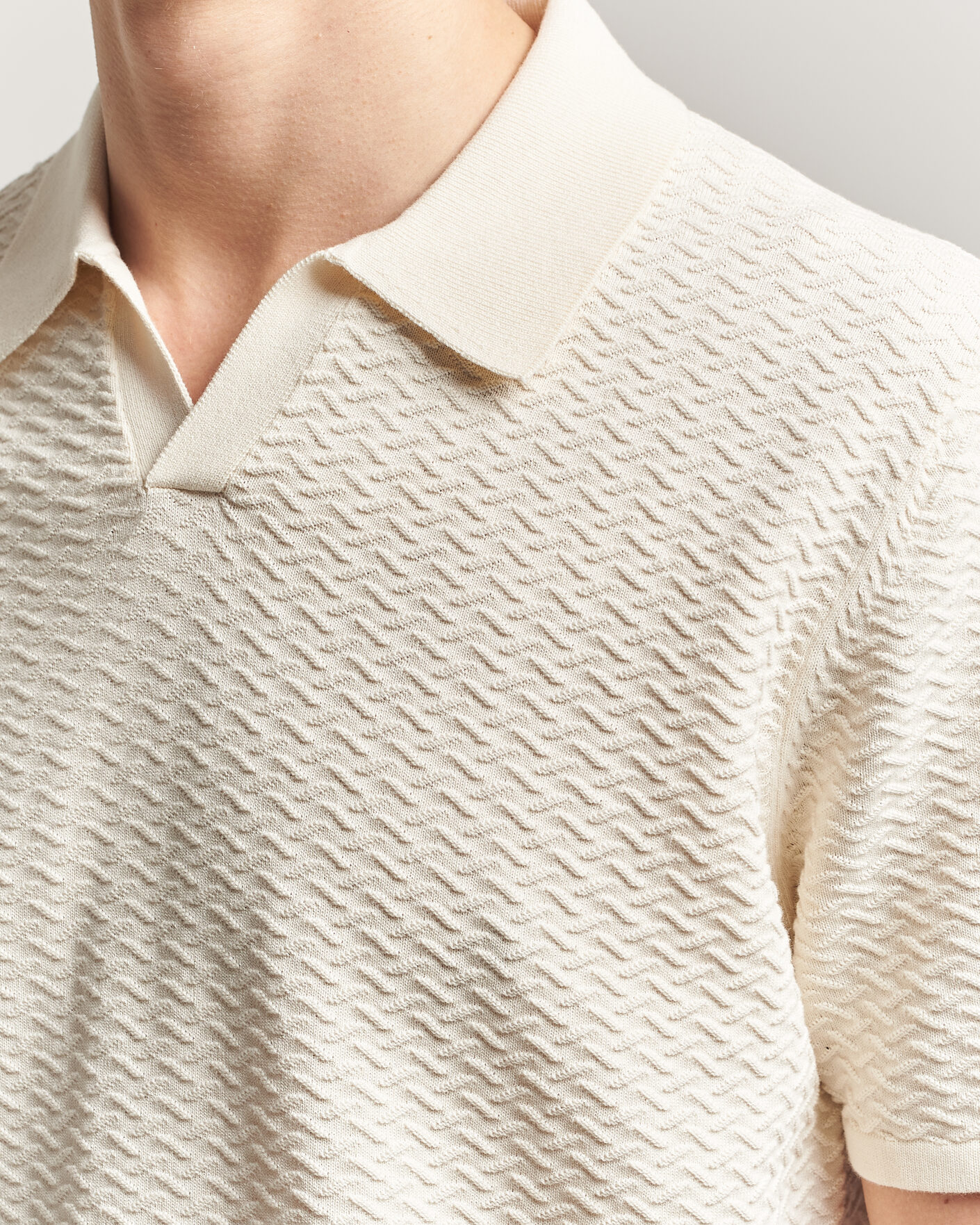 Herr | Pikéer | NN07 | Paul Structured Knitted Polo Ivory