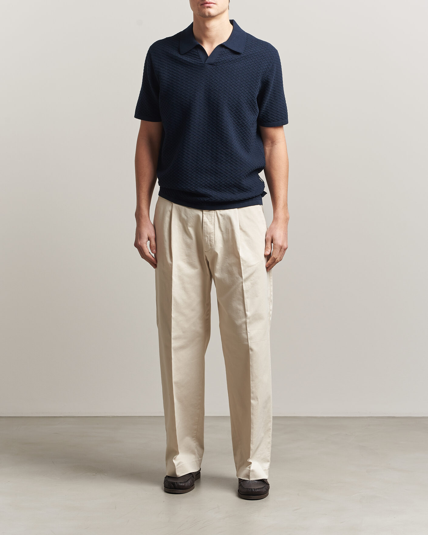 Herr | Pikéer | NN07 | Paul Structured Knitted Polo Navy Blue