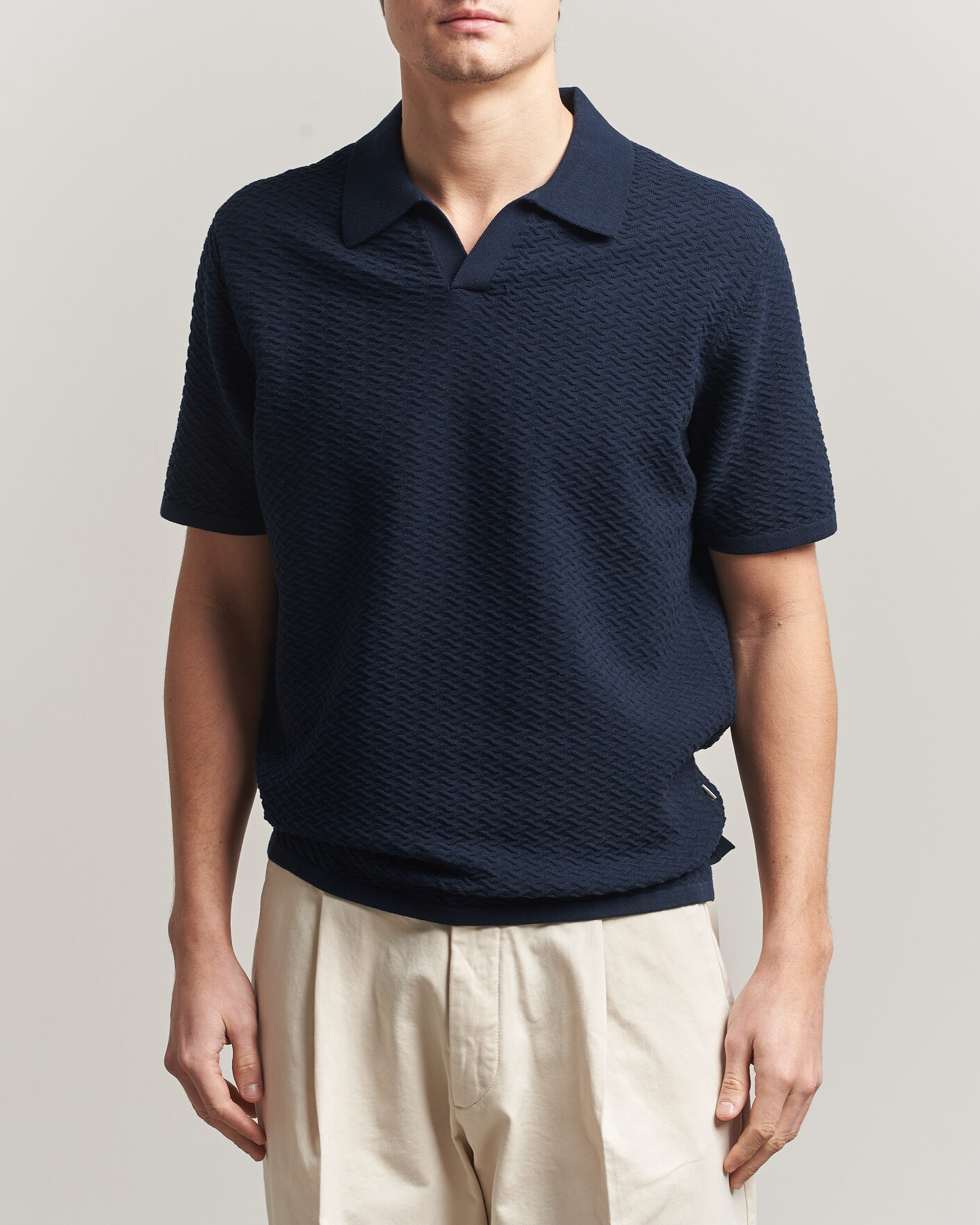 Herr | Pikéer | NN07 | Paul Structured Knitted Polo Navy Blue