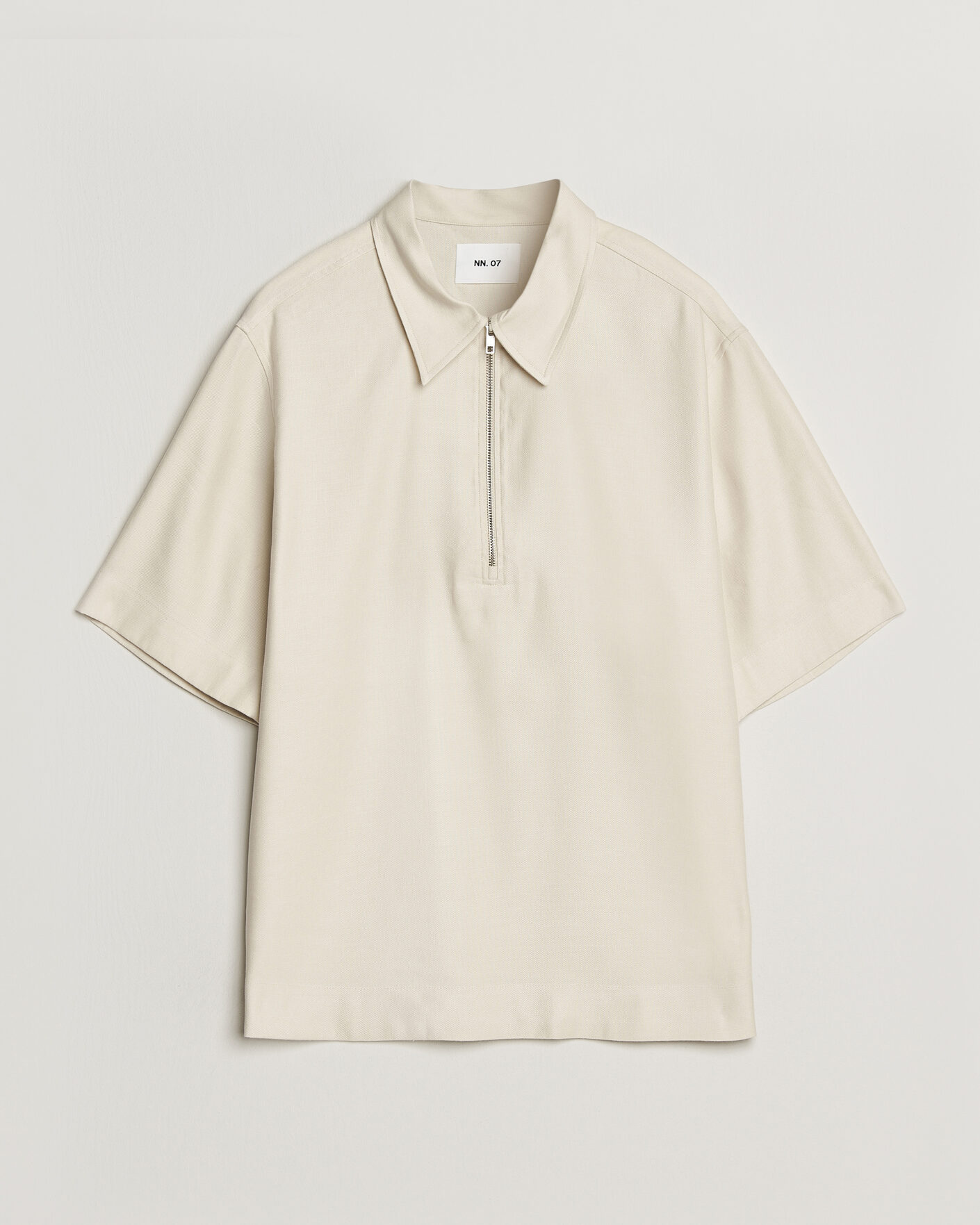 Herr | Pikéer | NN07 | Bruno Linen/Viscose Half Zip Polo Ivory