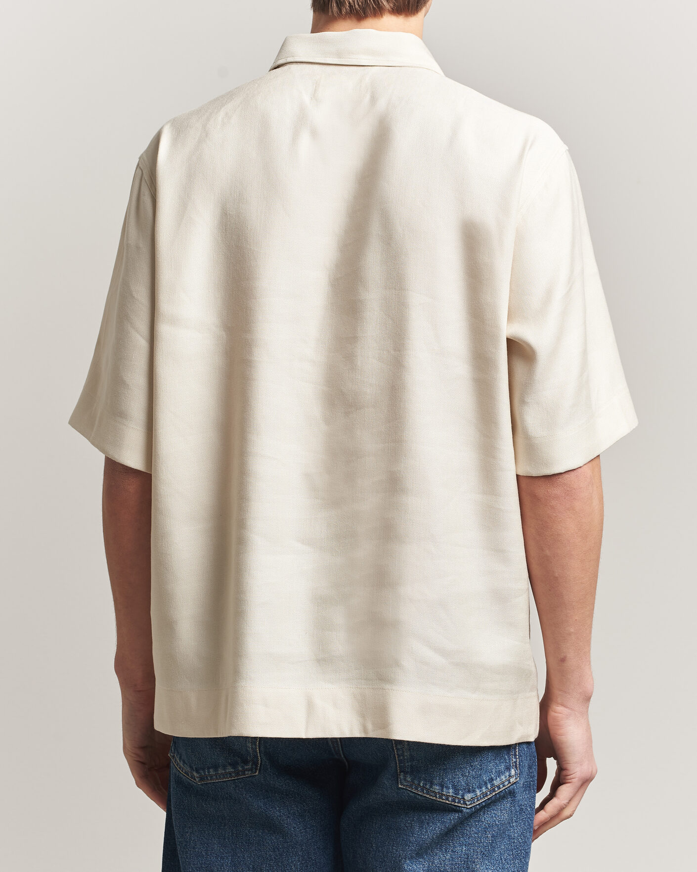 Herr | Pikéer | NN07 | Bruno Linen/Viscose Half Zip Polo Ivory