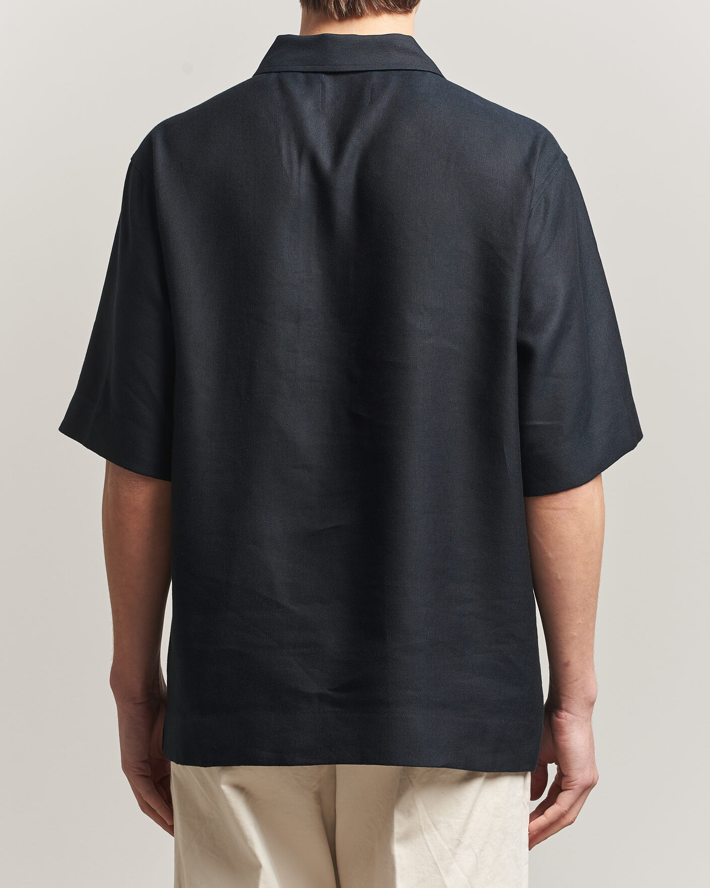 Herr | Pikéer | NN07 | Bruno Linen/Viscose Half Zip Polo Black