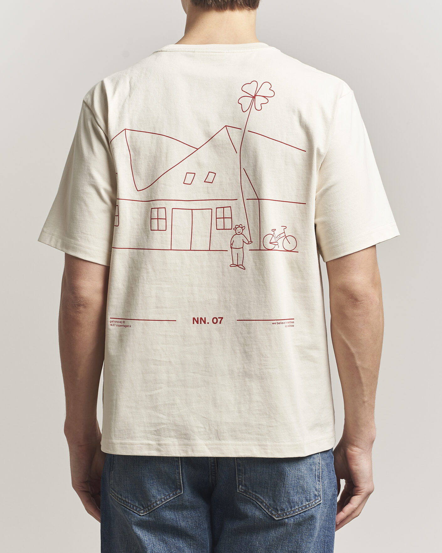 Herr | T-Shirts | NN07 | Jett Washed Printed Crew Neck T-Shirt Ivory