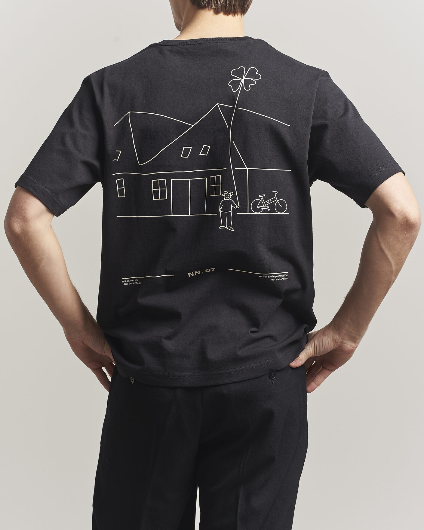 Herr | T-Shirts | NN07 | Jett Washed Printed Crew Neck T-Shirt Black