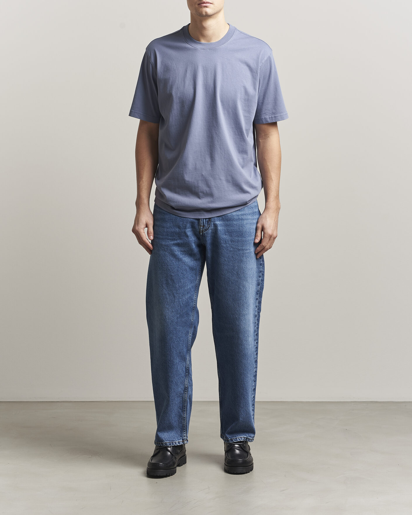 Herr | T-Shirts | NN07 | Adam Pima Crew Neck T-Shirt Stone Blue
