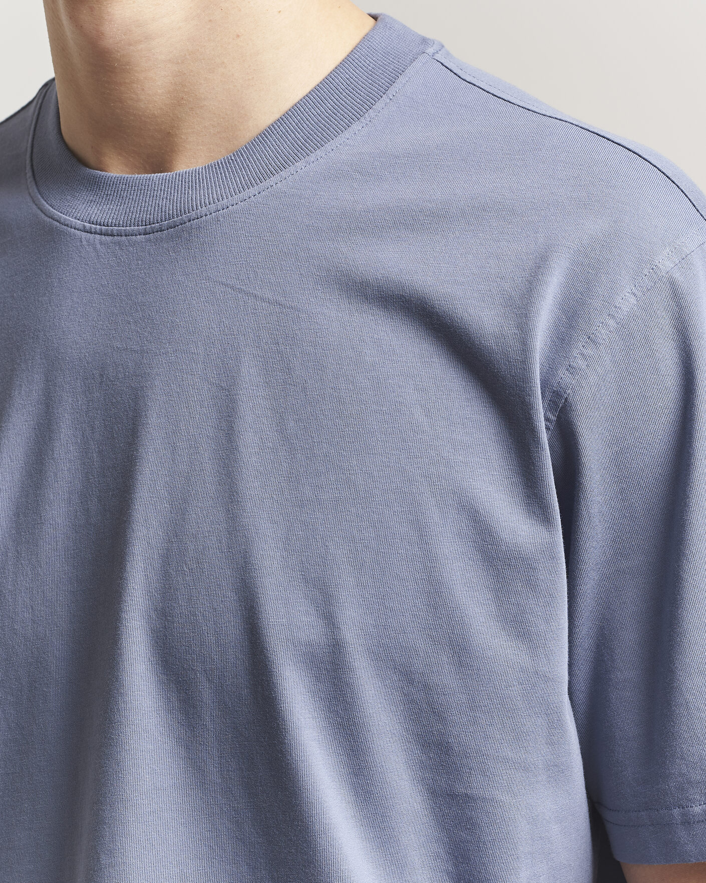 Herr | T-Shirts | NN07 | Adam Pima Crew Neck T-Shirt Stone Blue