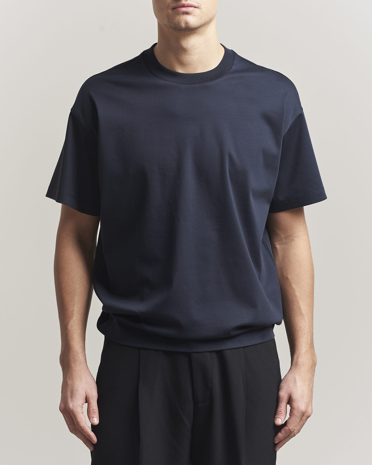Herr | T-Shirts | NN07 | Lionel Mercerized Crew Neck T-Shirt Navy Blue