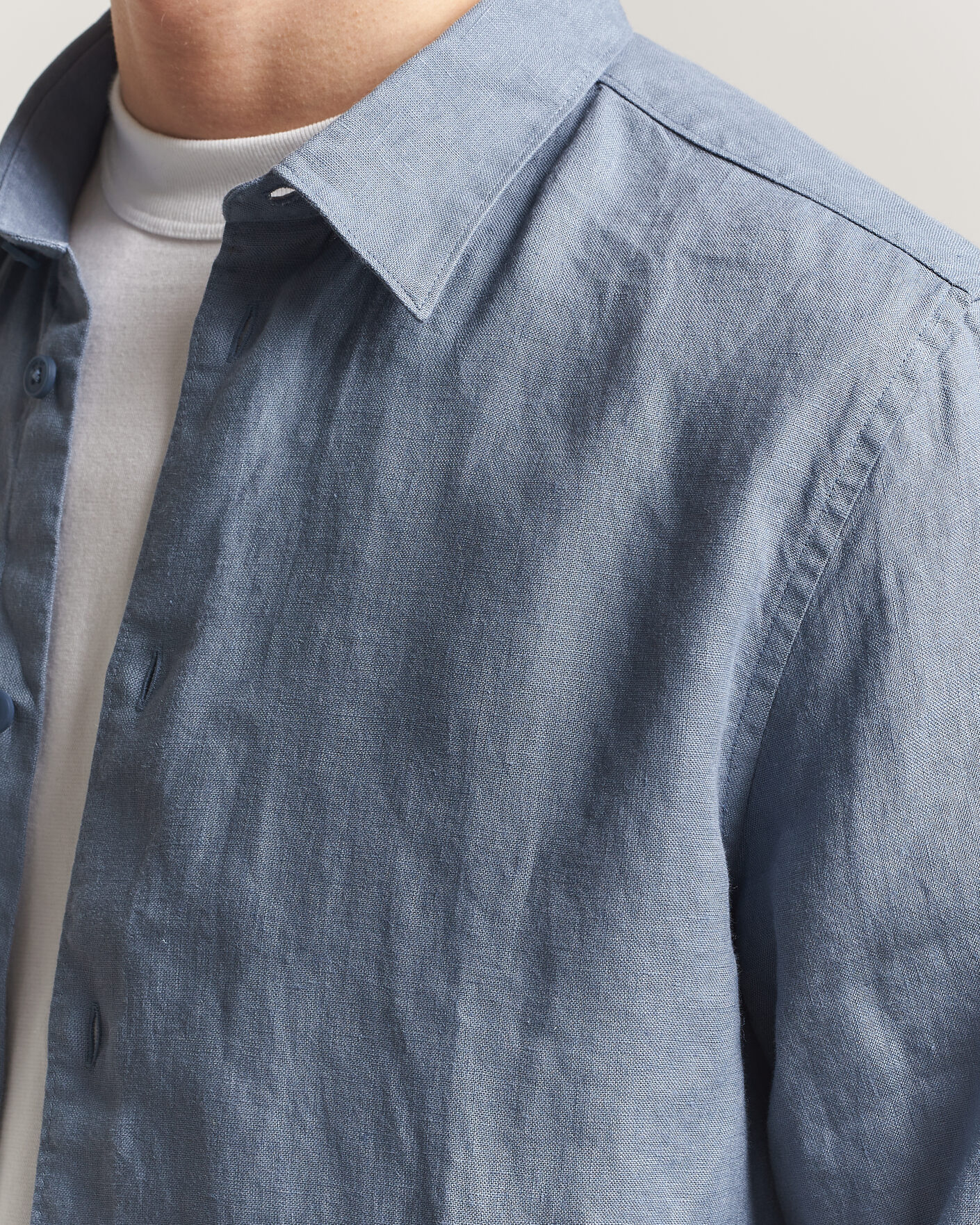 Herr | Skjortor | NN07 | Enzo Linen Shirt Stone Blue