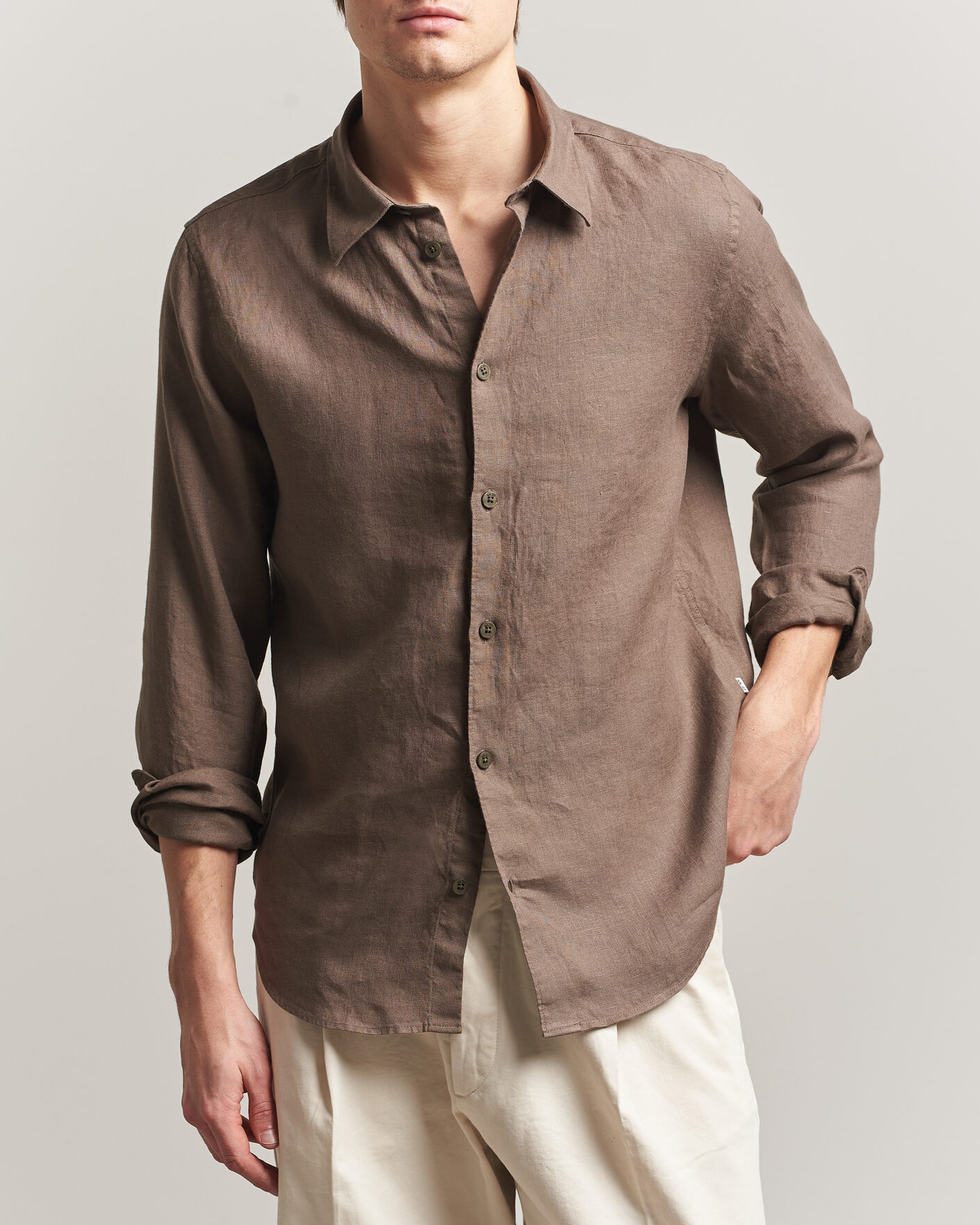 Herr | Skjortor | NN07 | Enzo Linen Shirt Mable Husk