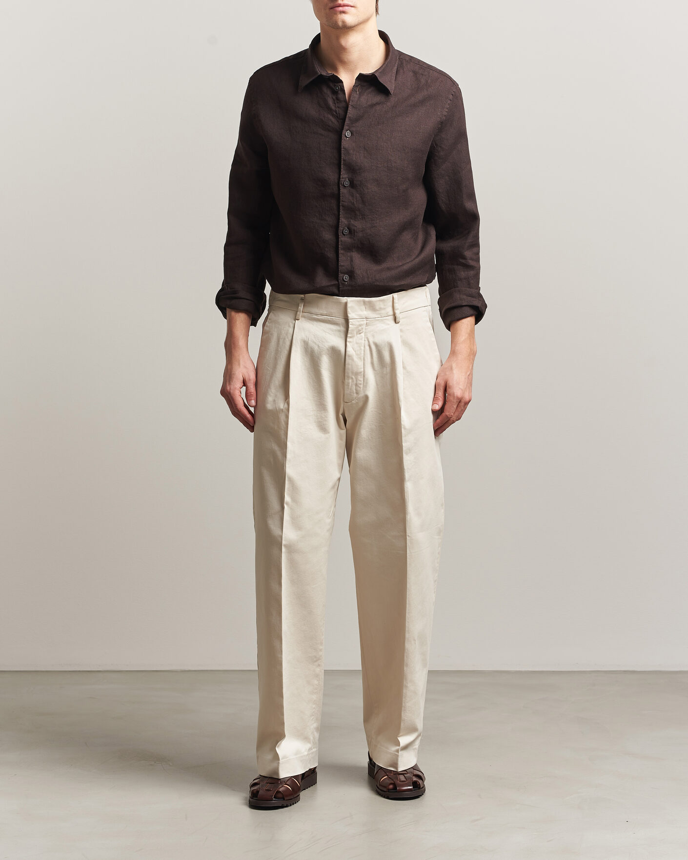 Herr | Skjortor | NN07 | Enzo Linen Shirt Deep Truffle