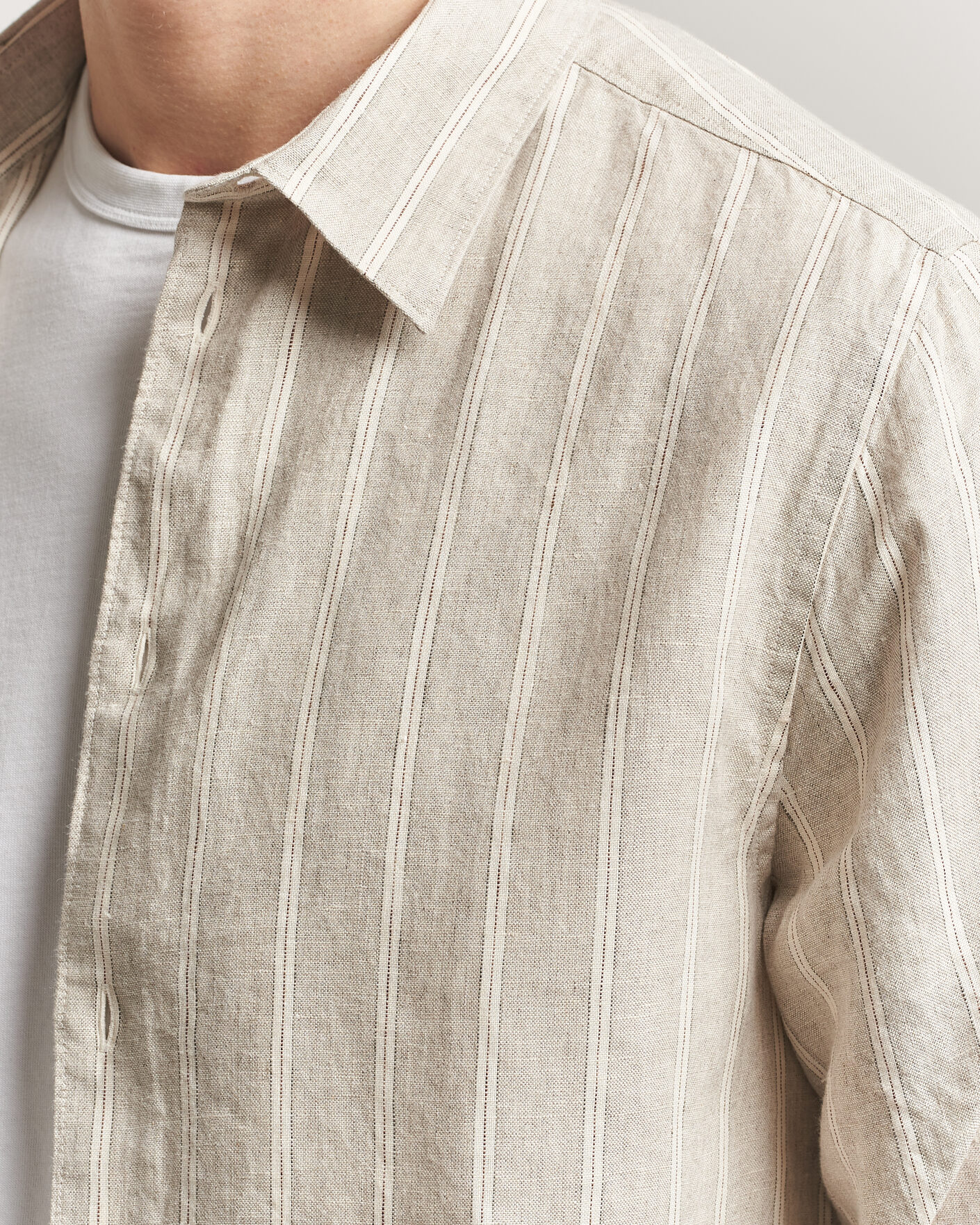 Herr | Skjortor | NN07 | Enzo Linen Shirt Oat Stripe
