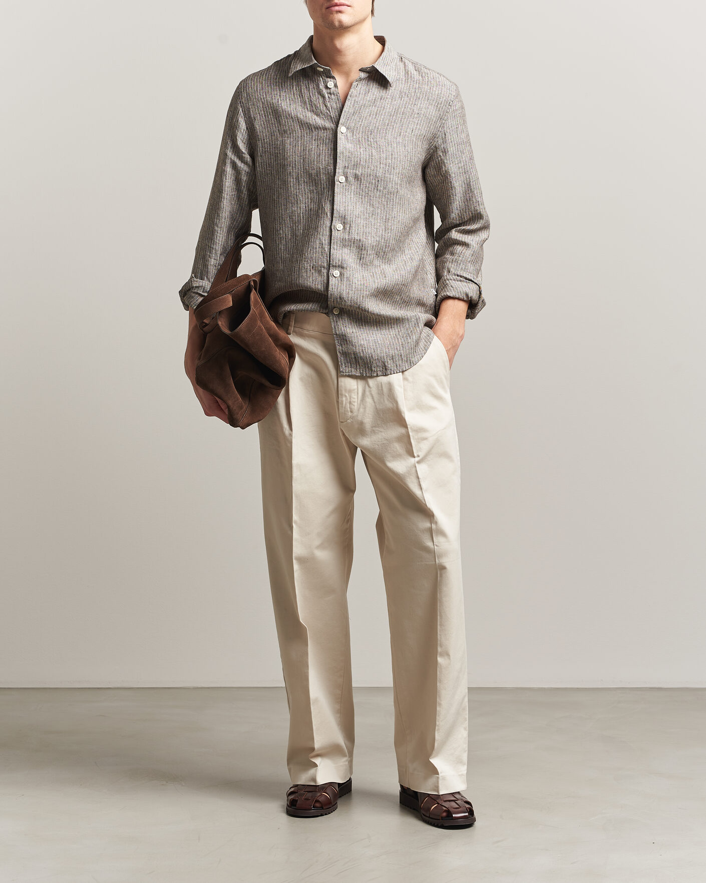 Herr | Skjortor | NN07 | Enzo Linen Shirt Clay Stripe