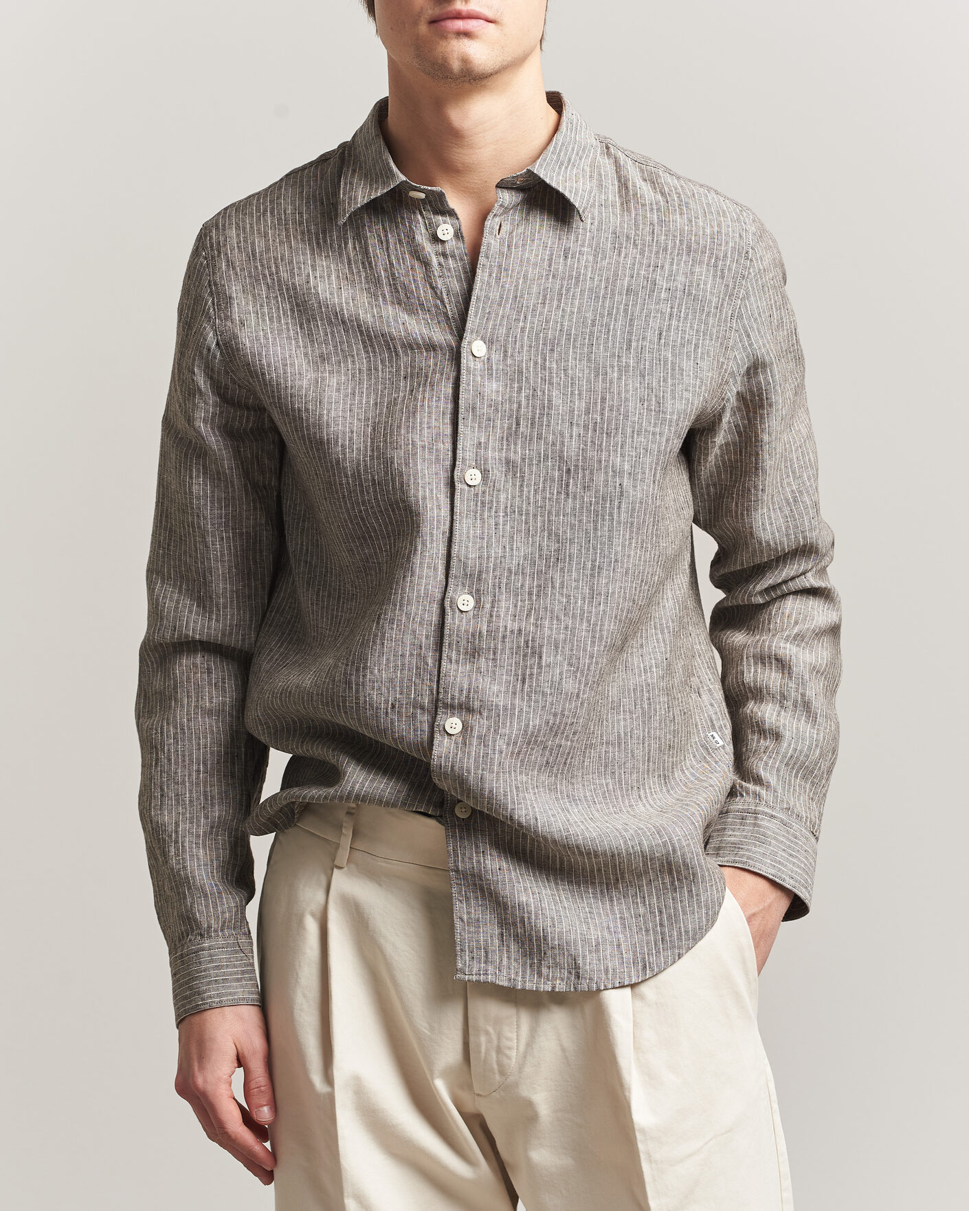 Herr | Skjortor | NN07 | Enzo Linen Shirt Clay Stripe