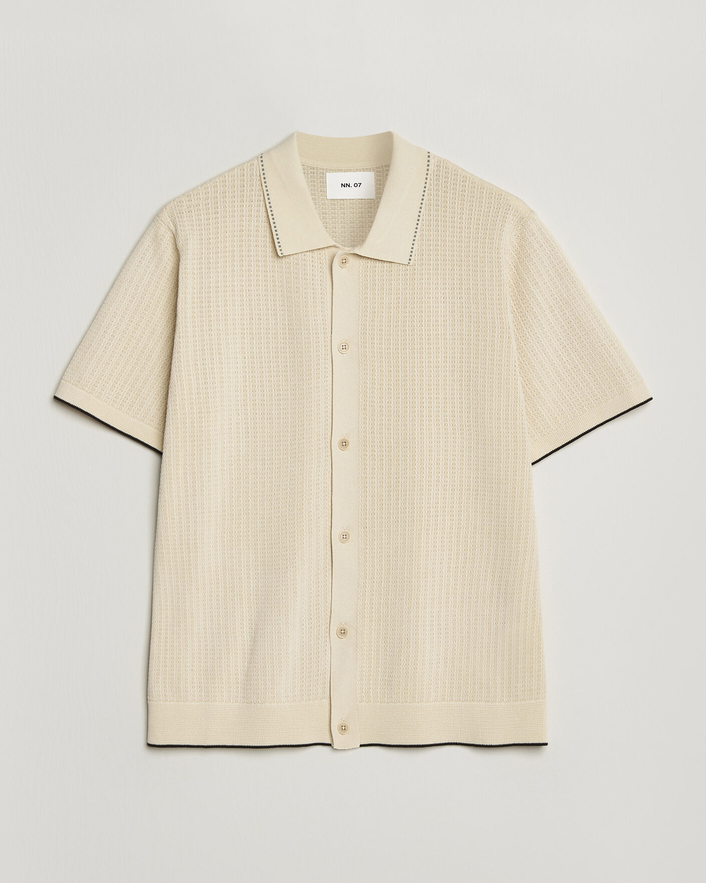 Herr | Skjortor | NN07 | Nalo Knitted Short Sleeve Shirt Ivory