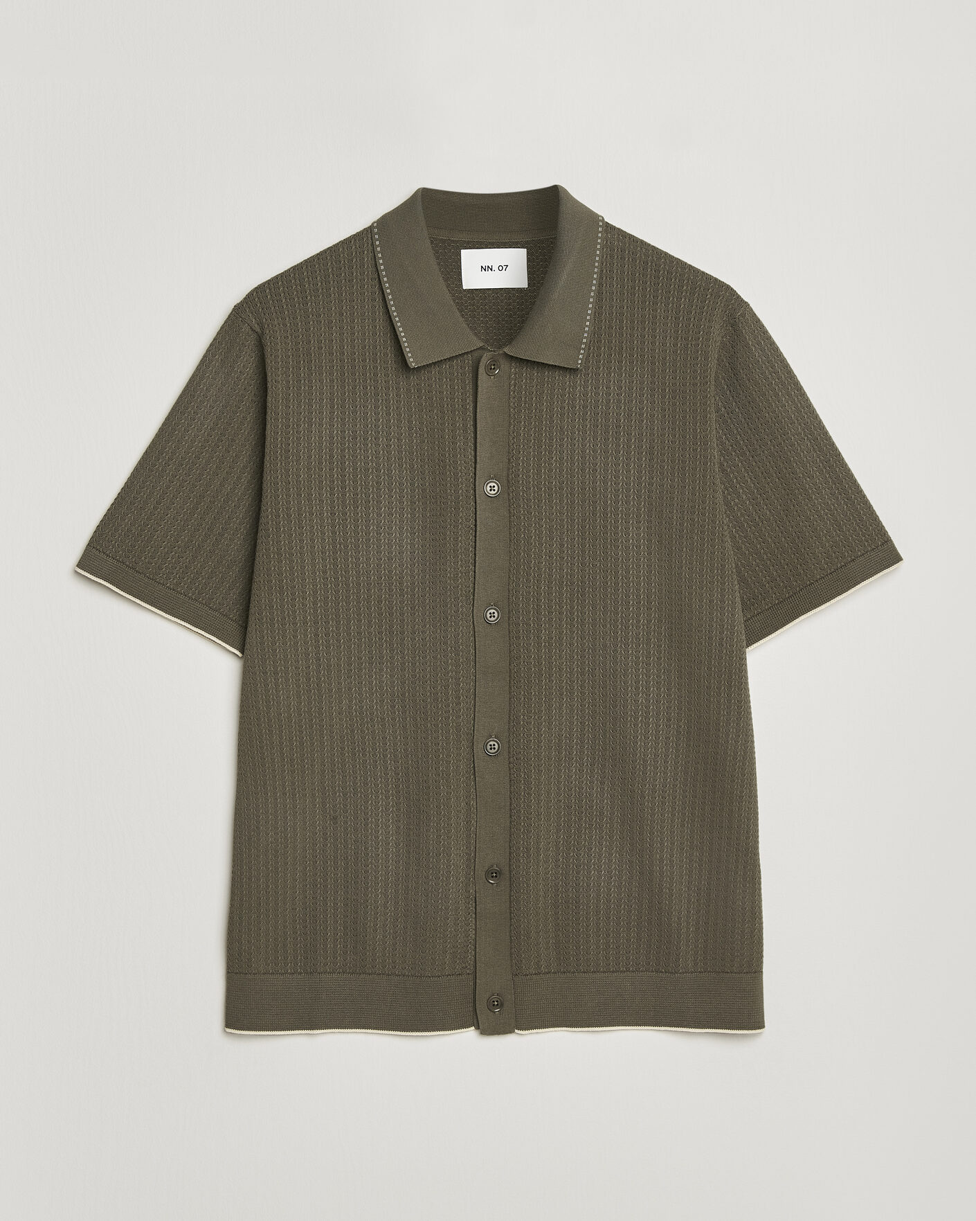 Herr | Skjortor | NN07 | Nalo Knitted Short Sleeve Shirt Capers Green
