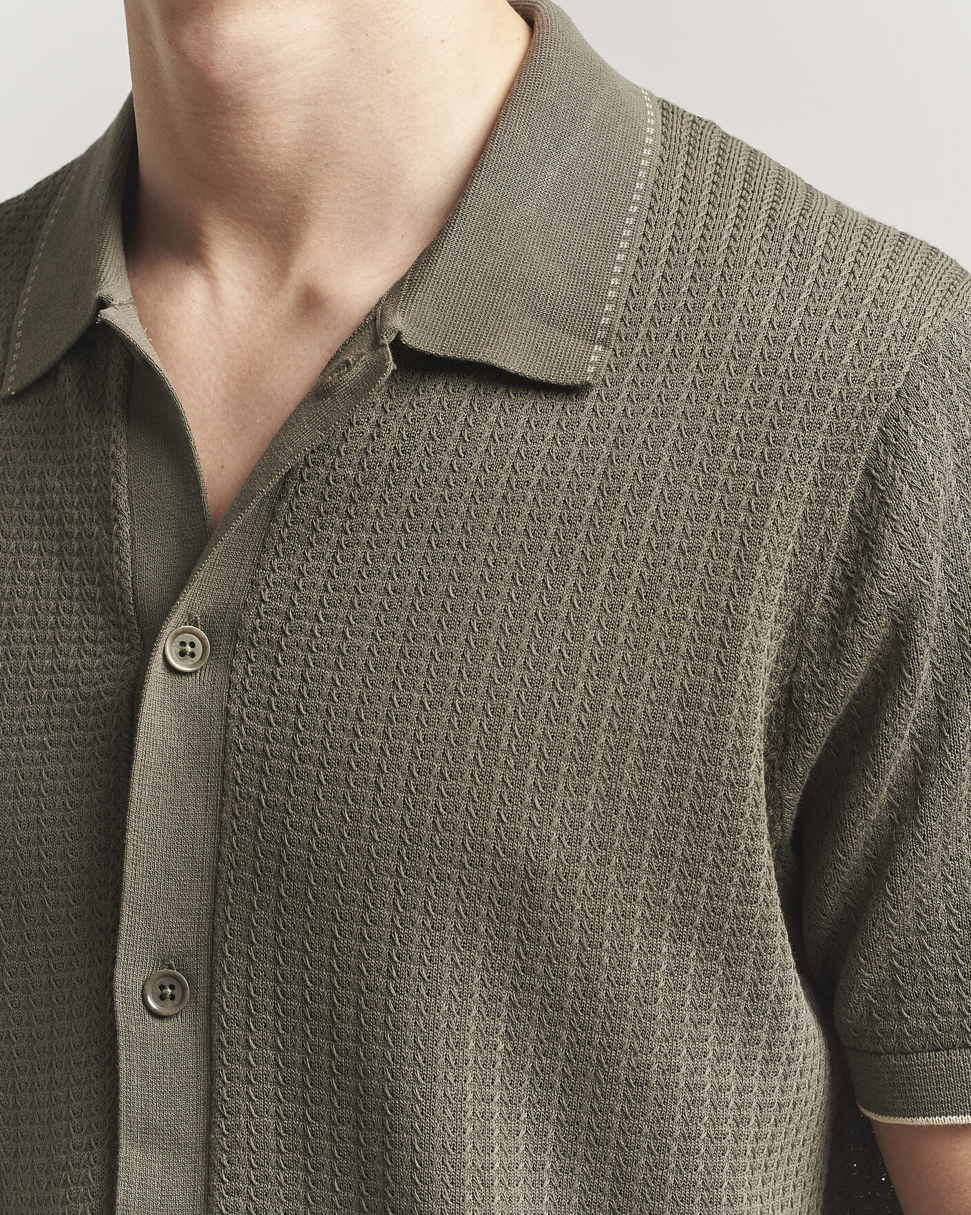 Herr | Skjortor | NN07 | Nalo Knitted Short Sleeve Shirt Capers Green