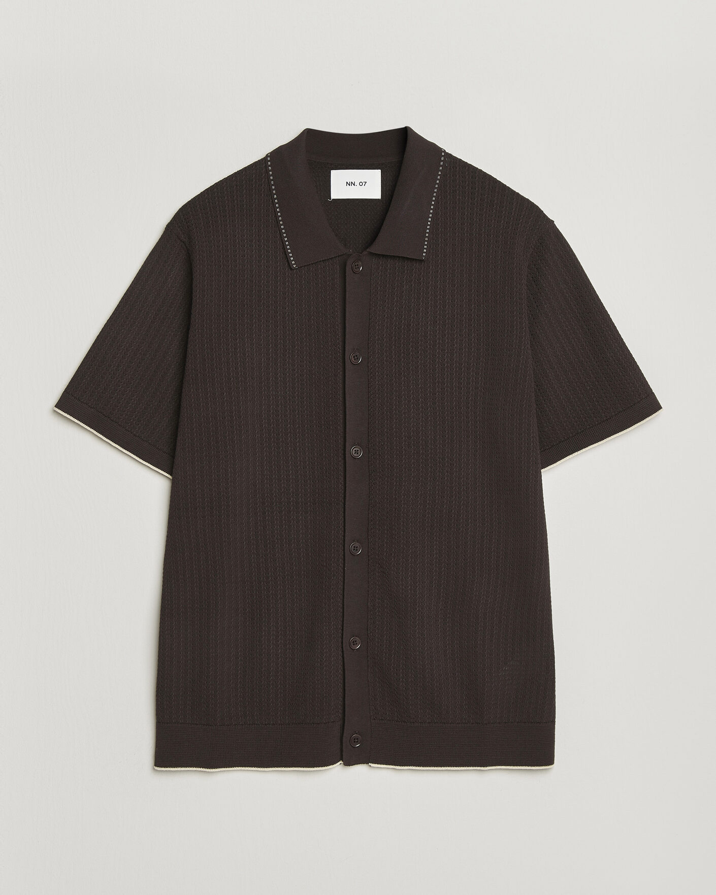 Herr | Skjortor | NN07 | Nalo Knitted Short Sleeve Shirt Deep Truffle