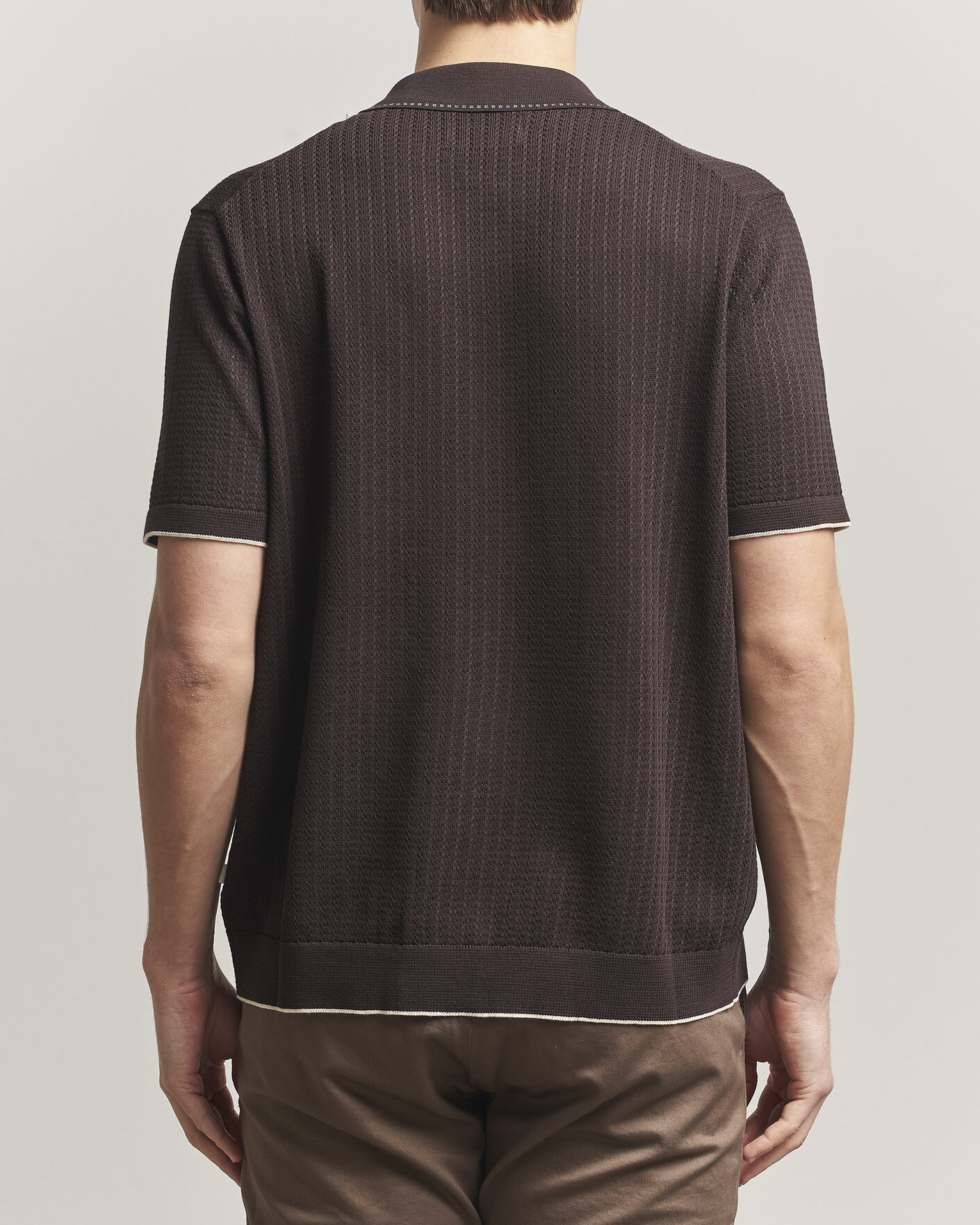 Herr | Skjortor | NN07 | Nalo Knitted Short Sleeve Shirt Deep Truffle