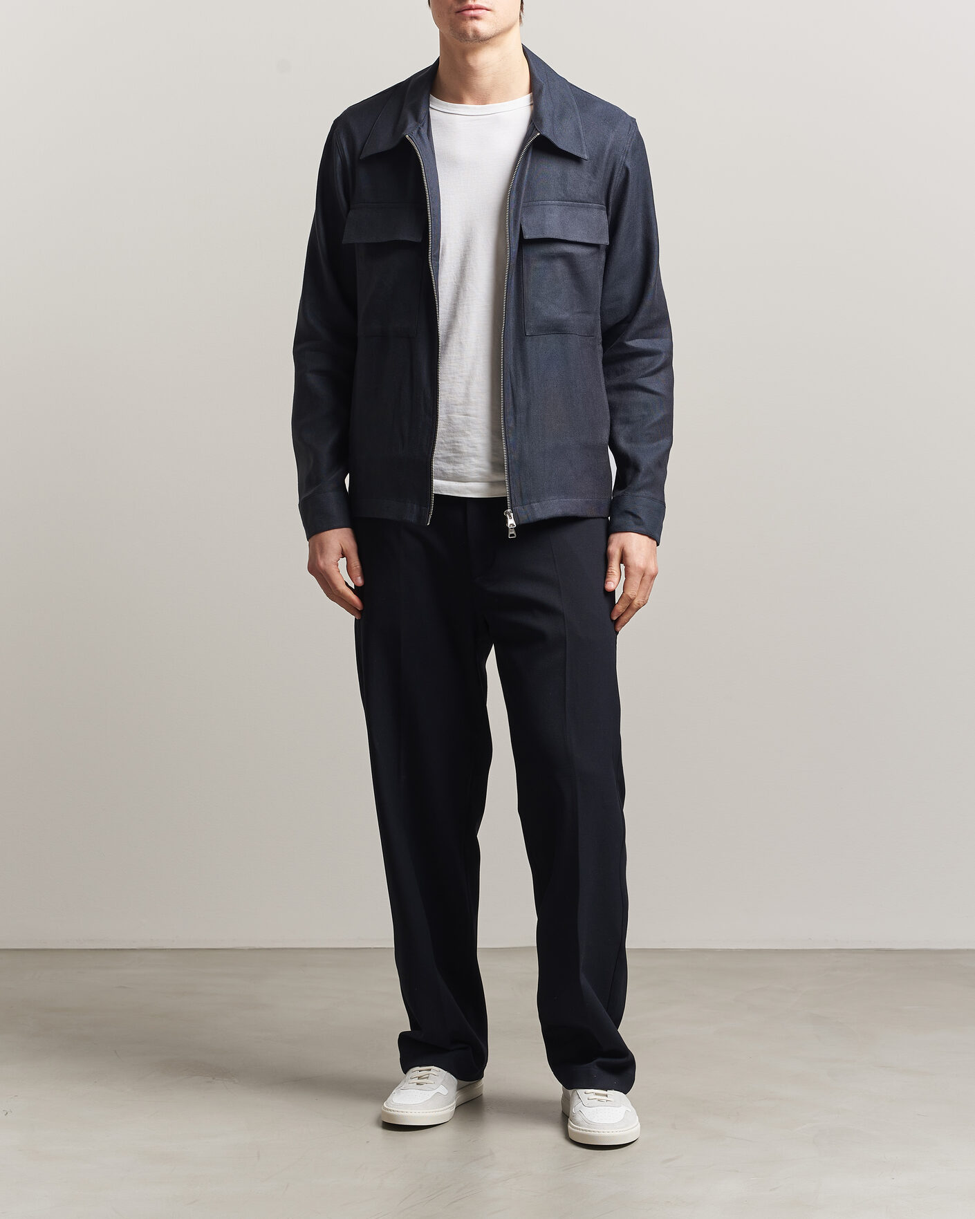 Herr | Skjortor | NN07 | Alban Linen/Viscose Overshirt Deep Navy