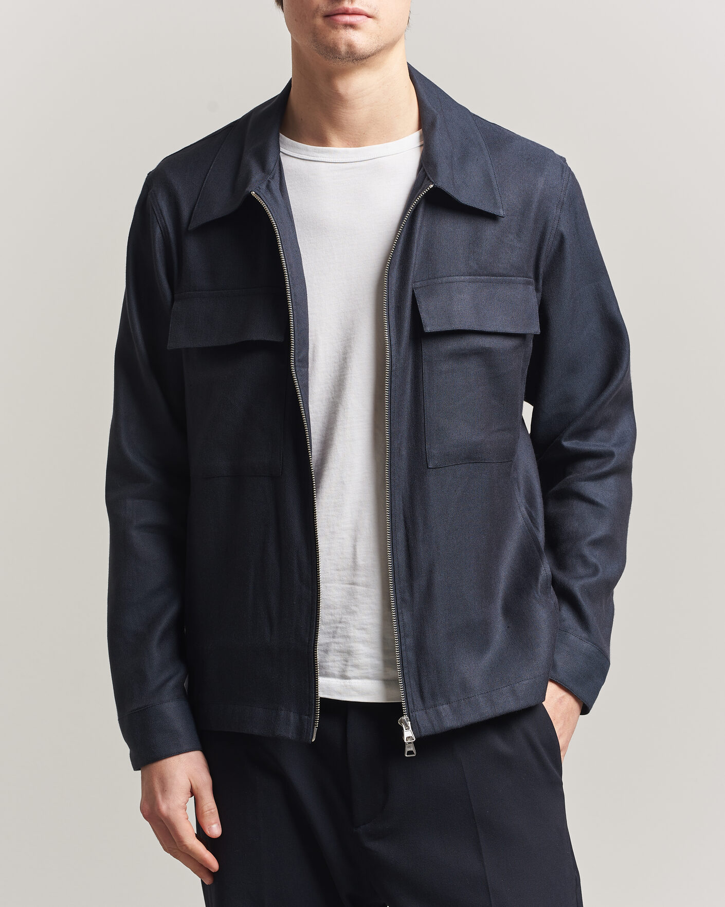 Herr | Skjortor | NN07 | Alban Linen/Viscose Overshirt Deep Navy