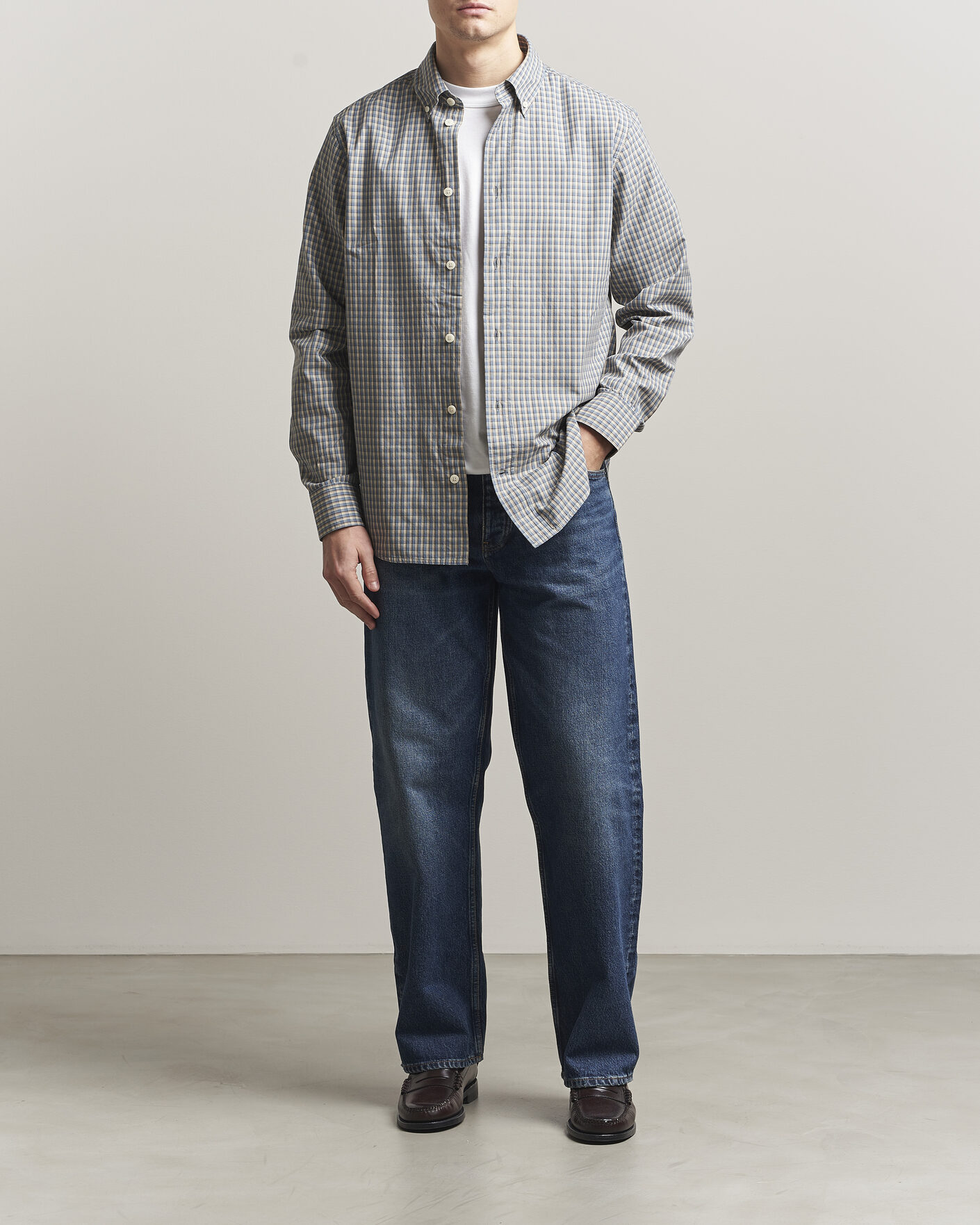 Herr | Skjortor | NN07 | Colby Brushed Cotton Shirt Blue Check