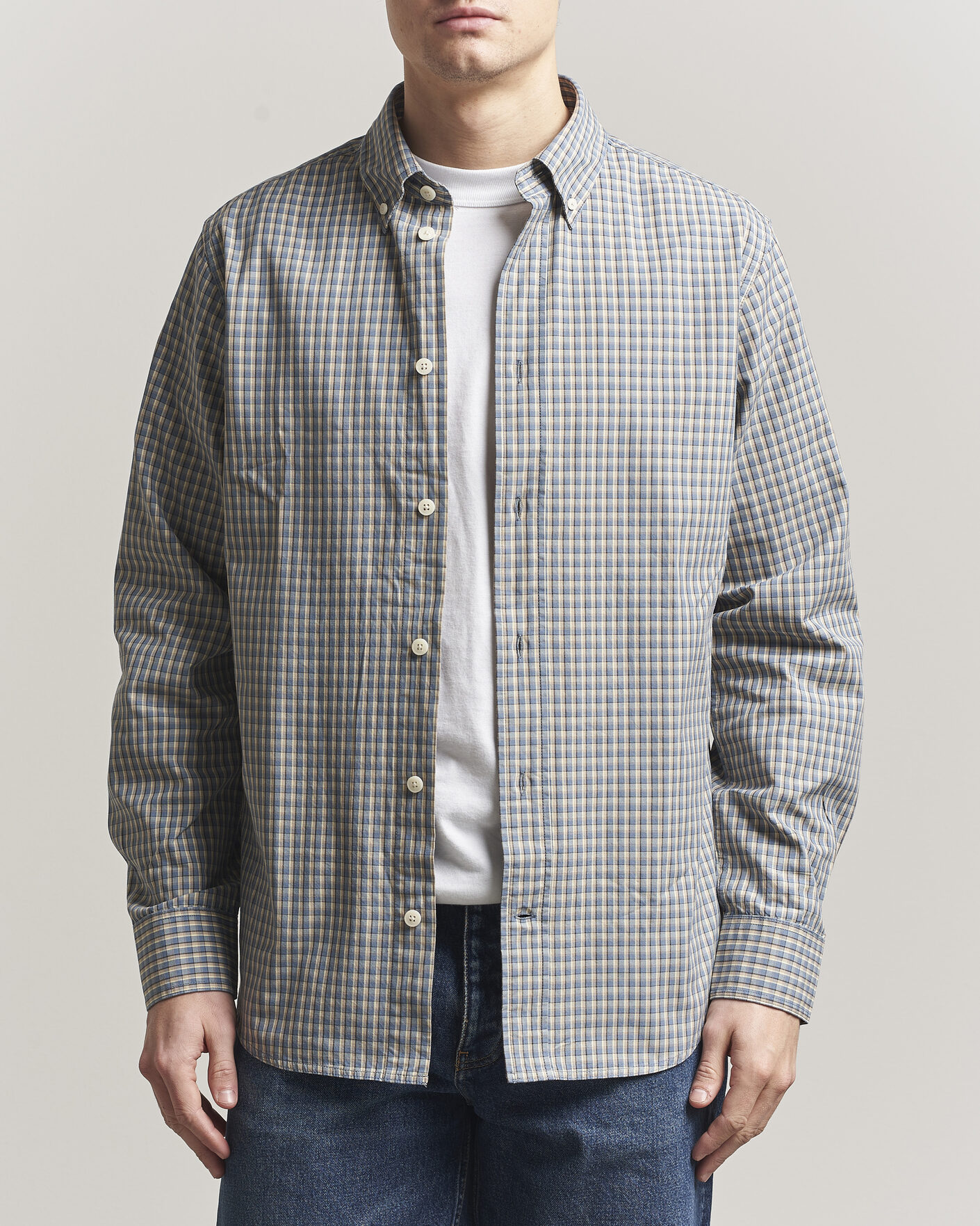 Herr | Skjortor | NN07 | Colby Brushed Cotton Shirt Blue Check