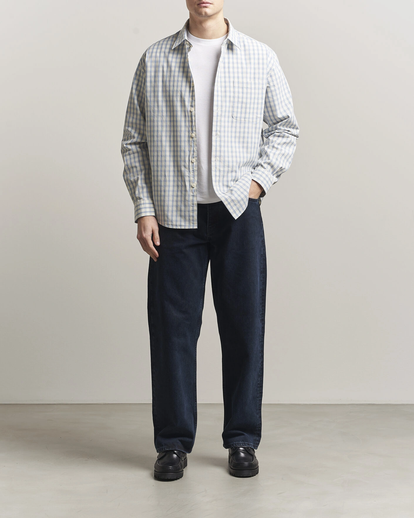 Herr | Skjortor | NN07 | Deon Brushed Cotton Shirt Ecru Check