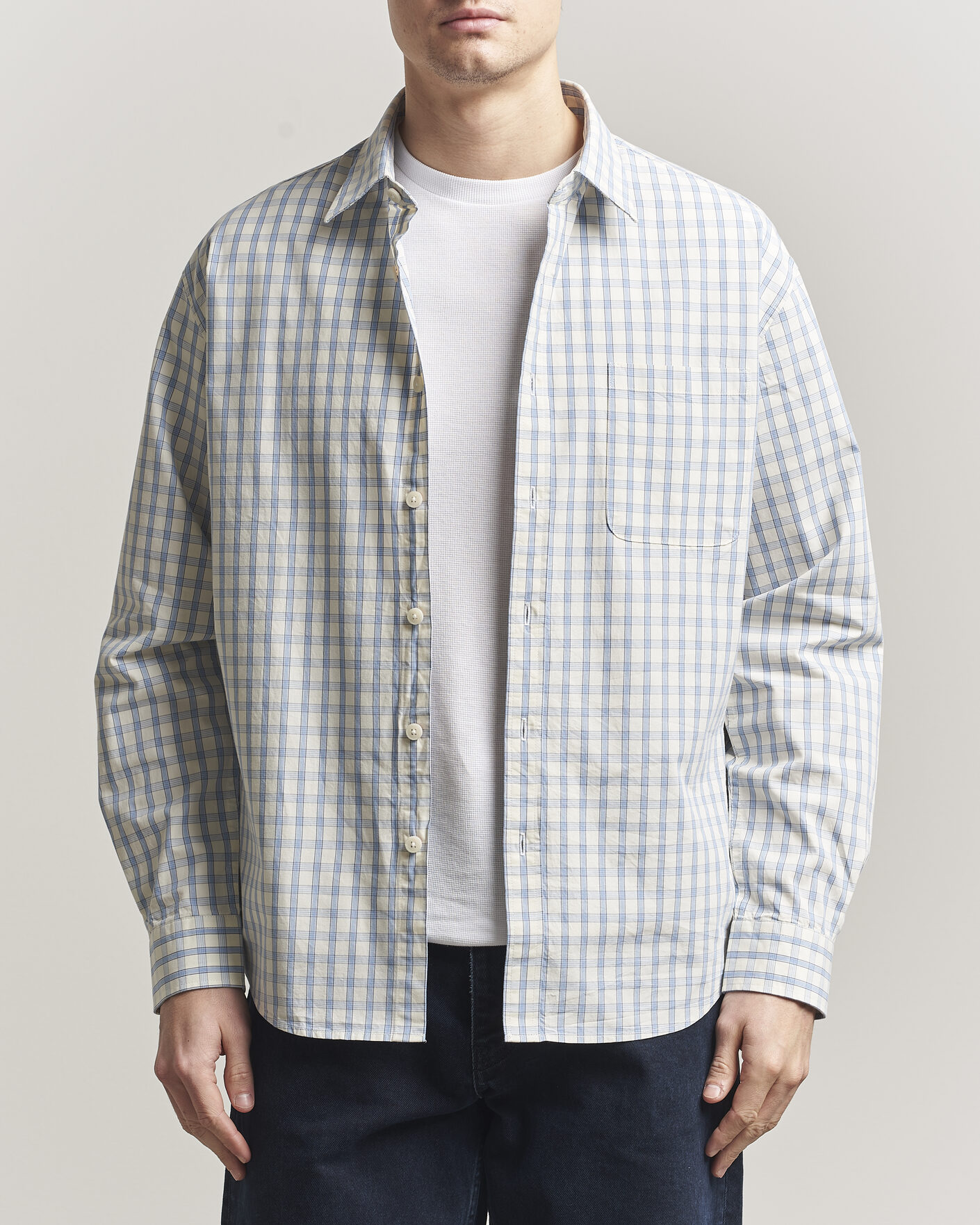 Herr | Skjortor | NN07 | Deon Brushed Cotton Shirt Ecru Check