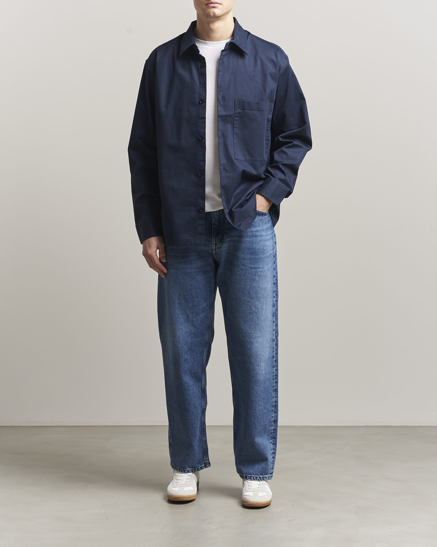 Herr | Skjortor | NN07 | Freddy Cotton Overshirt Navy Blue