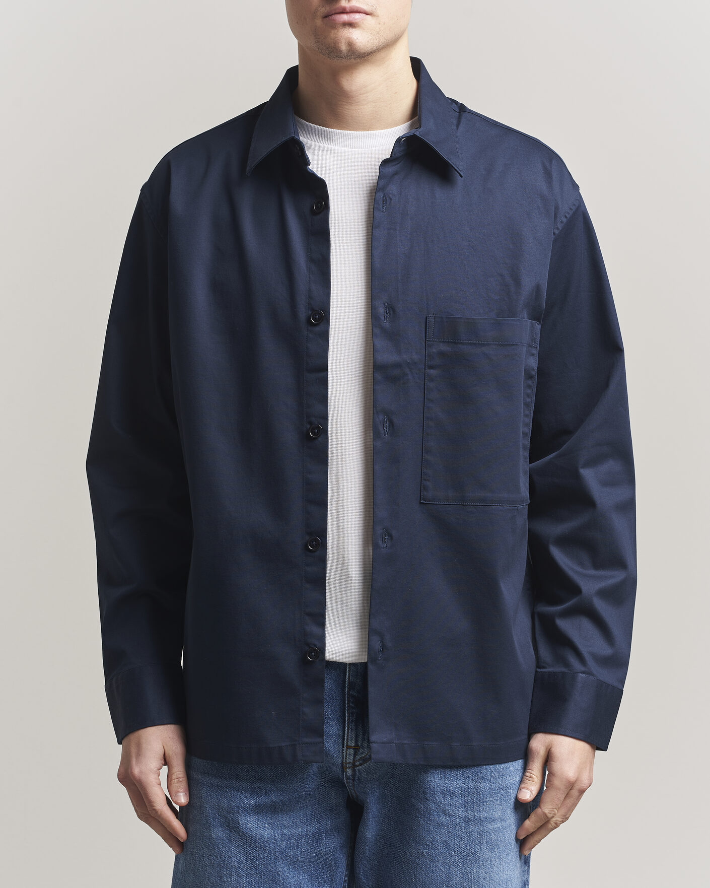 Herr | Skjortor | NN07 | Freddy Cotton Overshirt Navy Blue