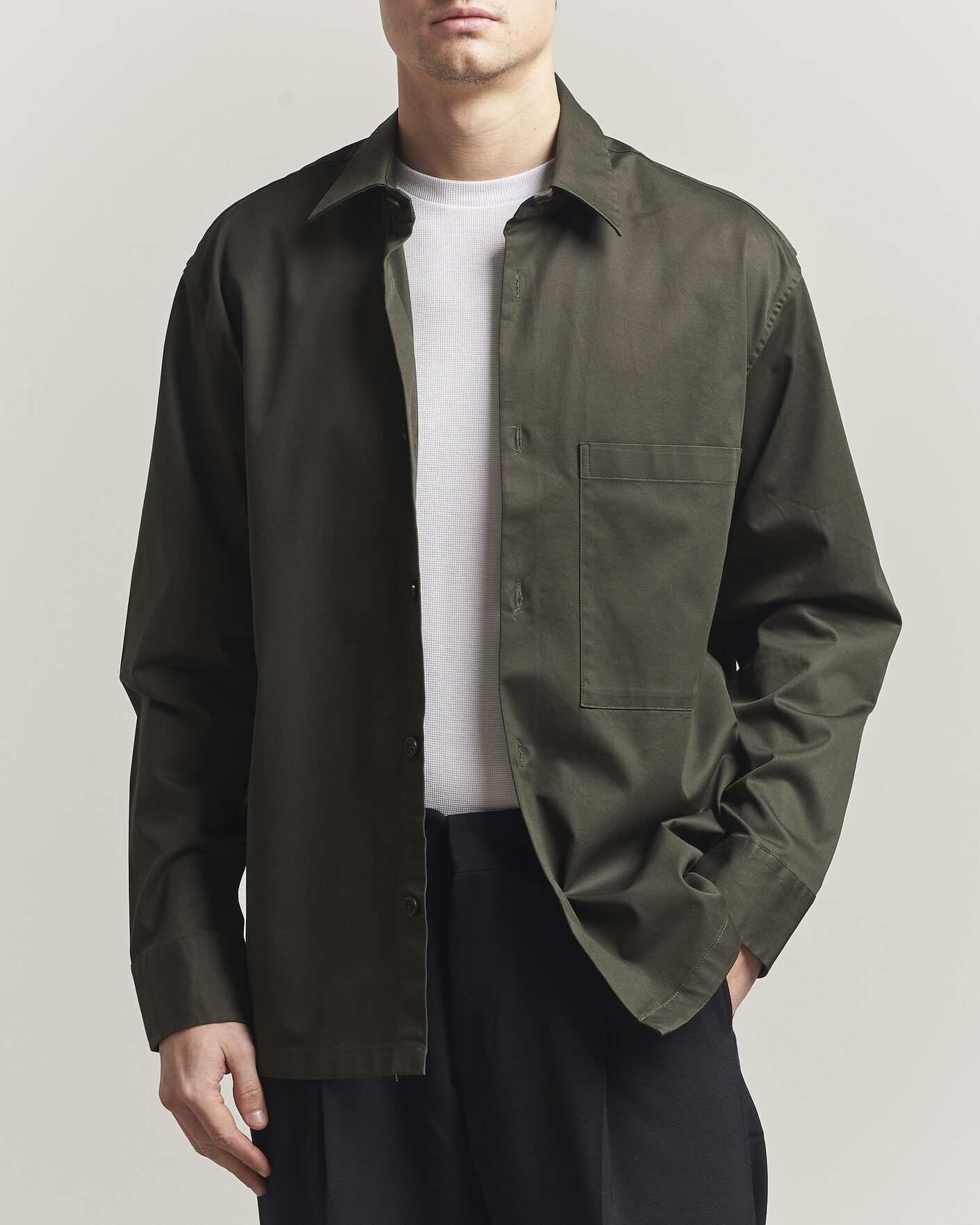 Herr | Skjortor | NN07 | Freddy Cotton Overshirt Dark Army