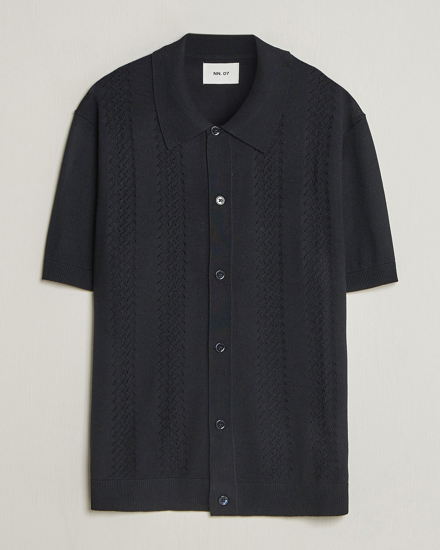 Herr | Skjortor | NN07 | Thor Knitted Short Sleeve Shirt Deep Navy