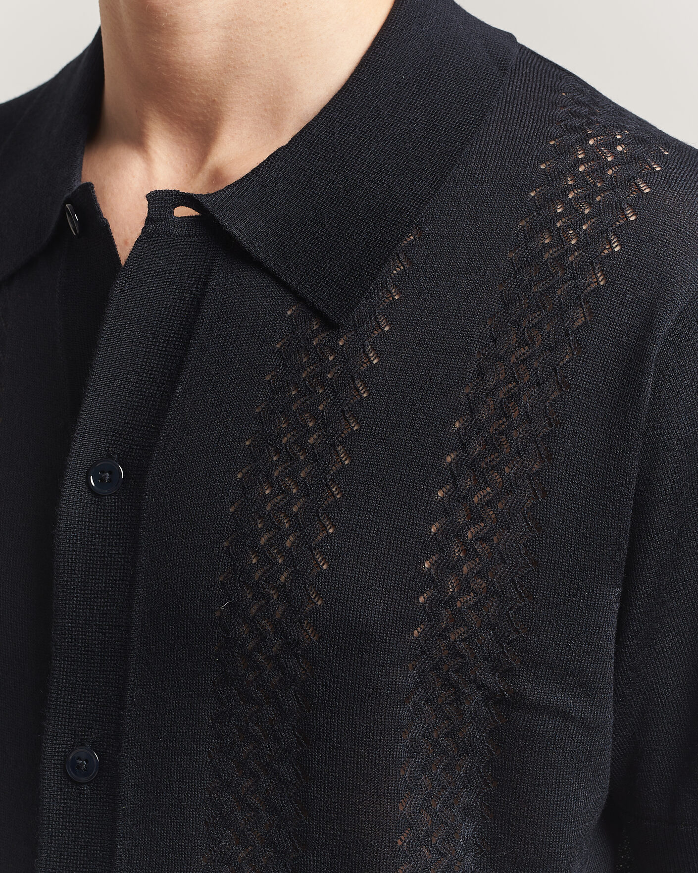 Herr | Skjortor | NN07 | Thor Knitted Short Sleeve Shirt Deep Navy