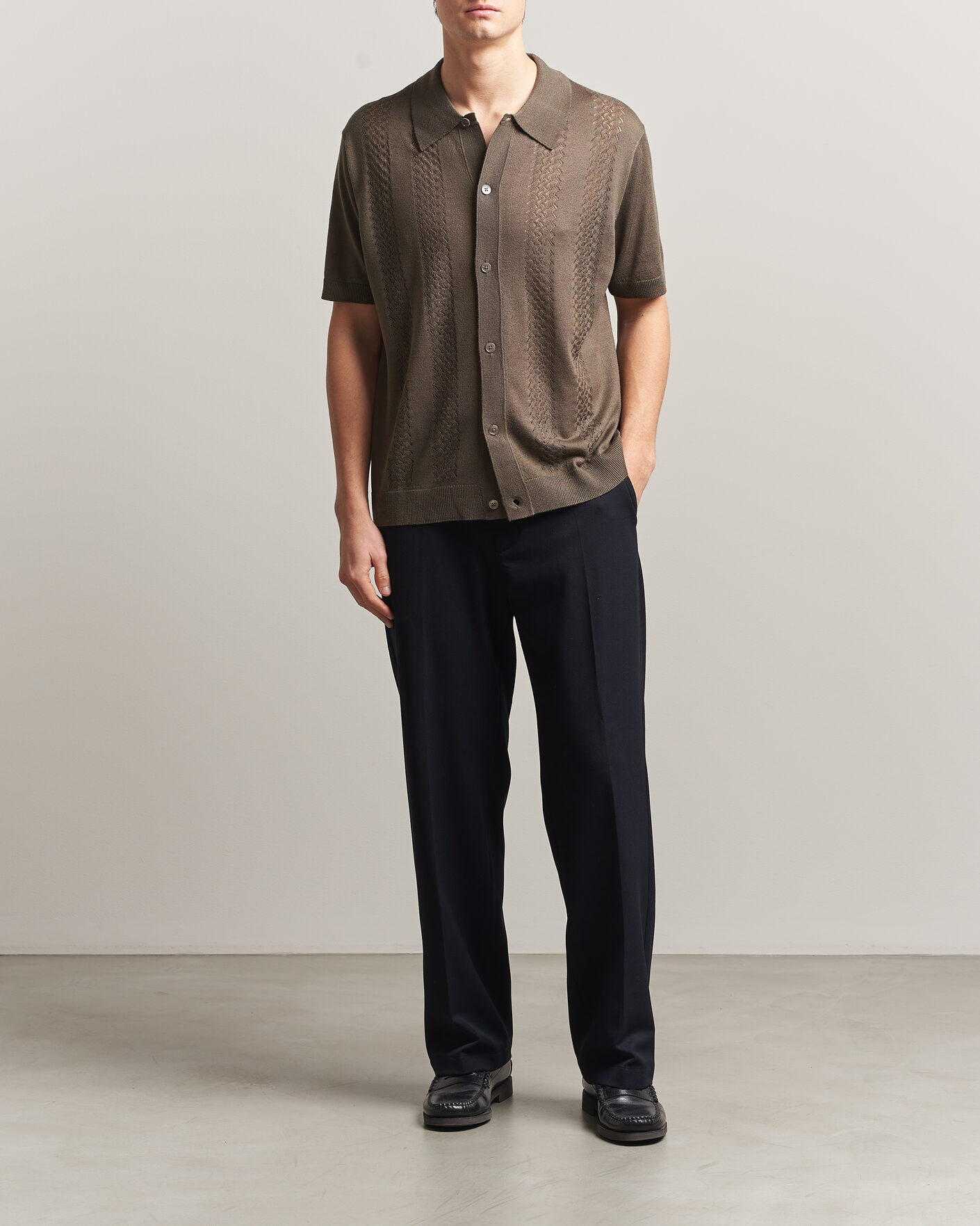 Herr | Skjortor | NN07 | Thor Knitted Short Sleeve Shirt Mable Husk