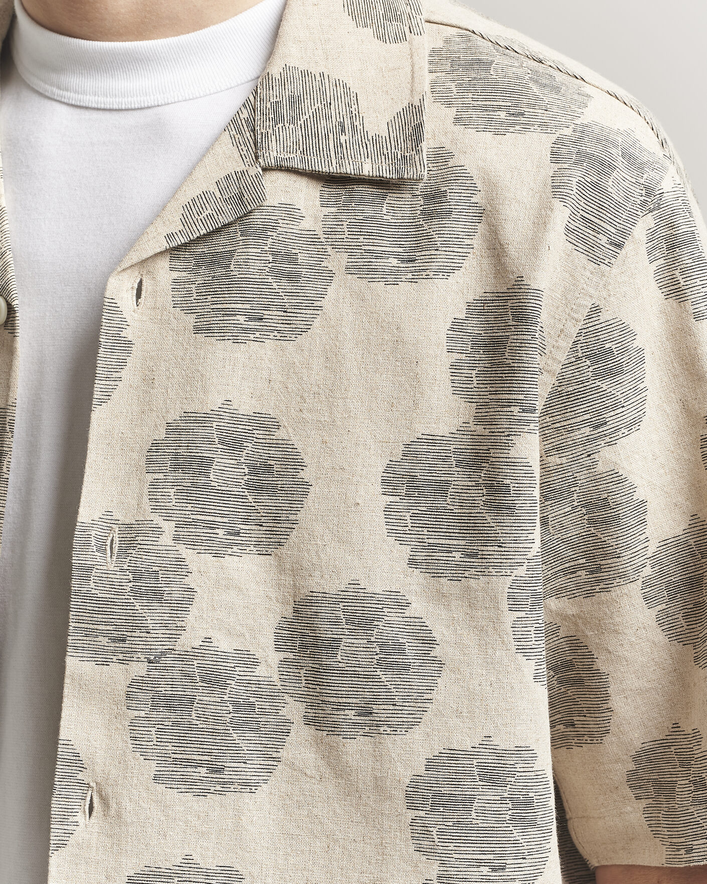 Herr | Skjortor | NN07 | Ole Printed Short Sleeve Shirt Oatmeal