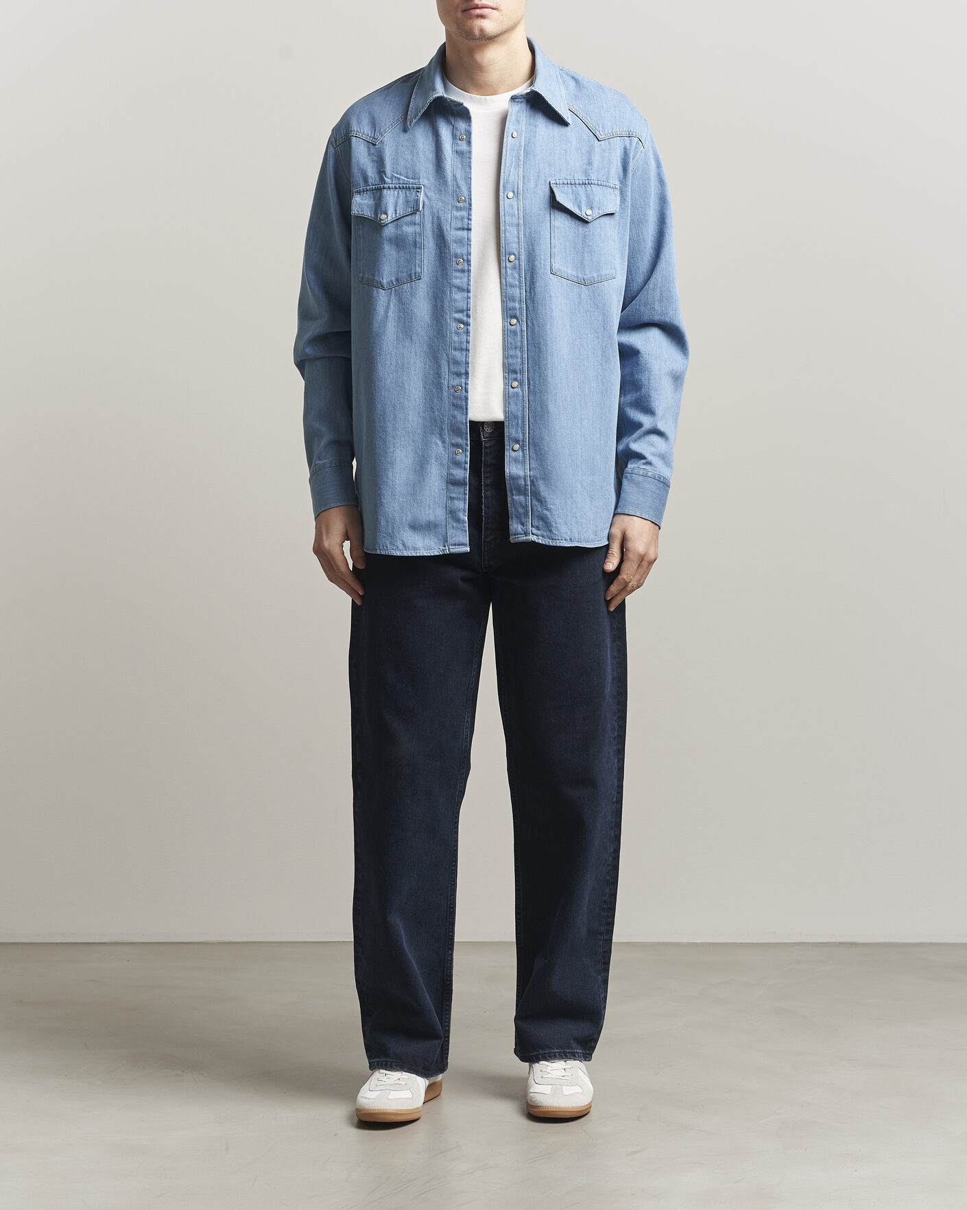 Herr | Skjortor | NN07 | Ricky Western Denim Shirt Light Indigo
