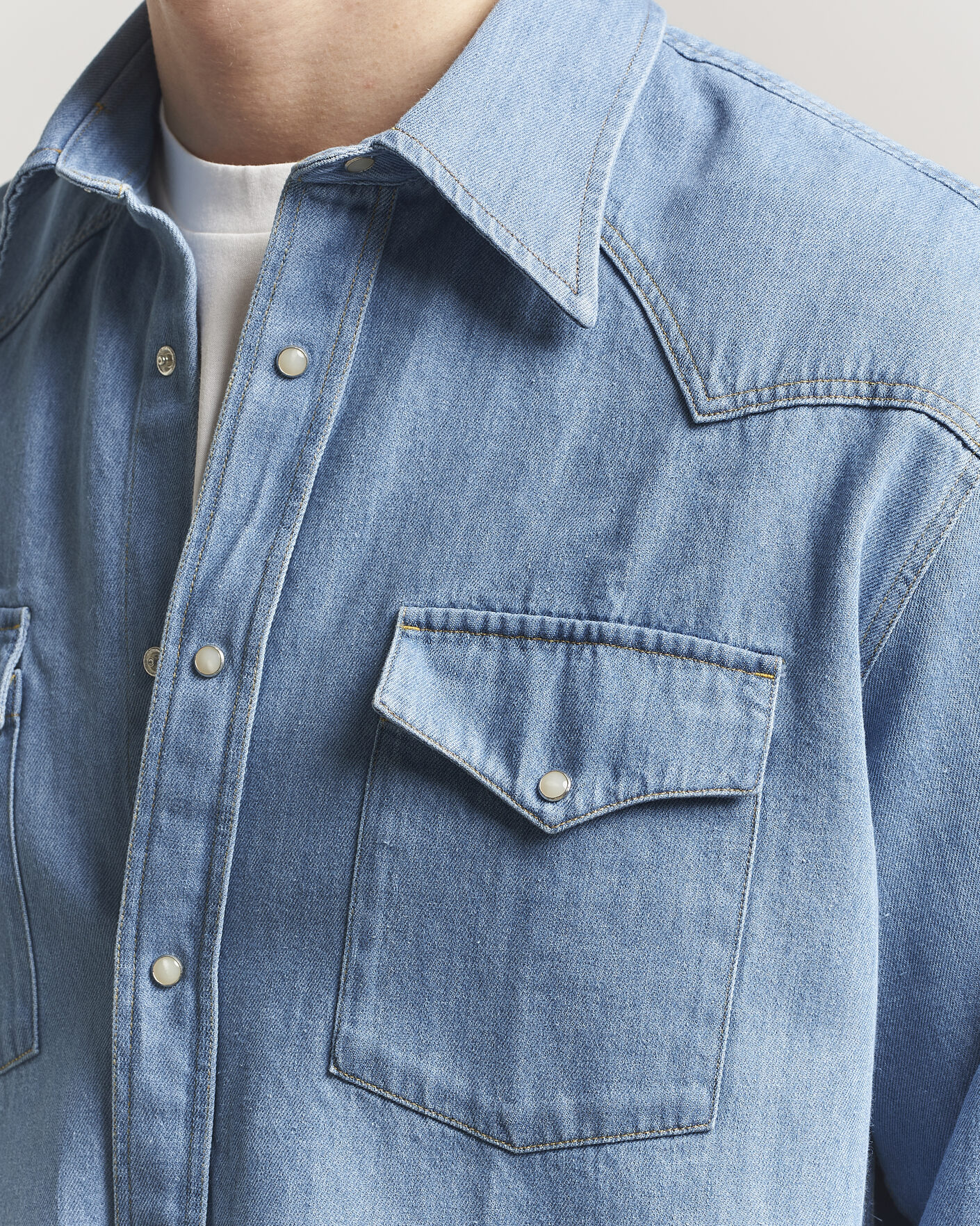 Herr | Skjortor | NN07 | Ricky Western Denim Shirt Light Indigo