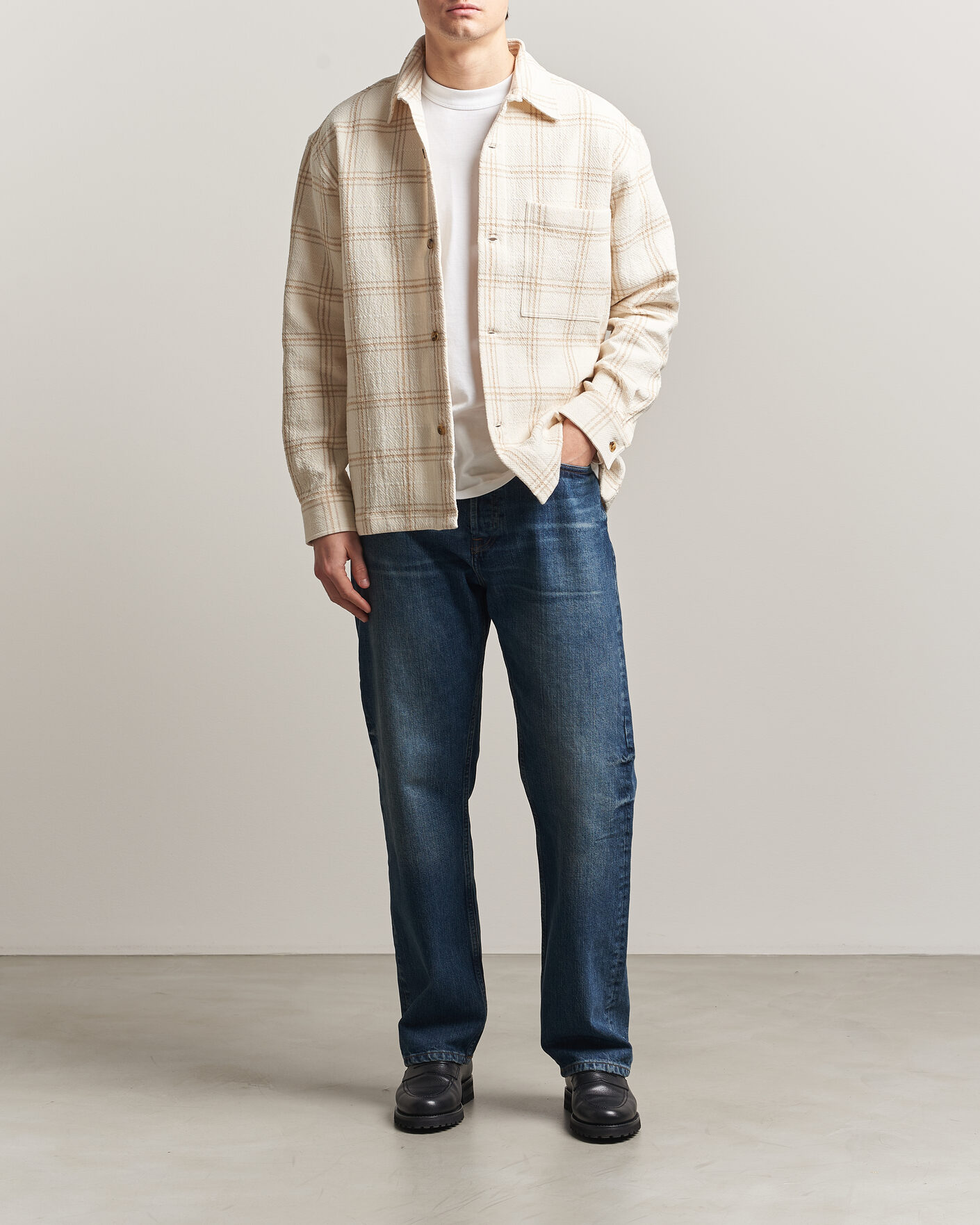 Herr | Skjortor | NN07 | Adwin Checked Overshirt Ivory