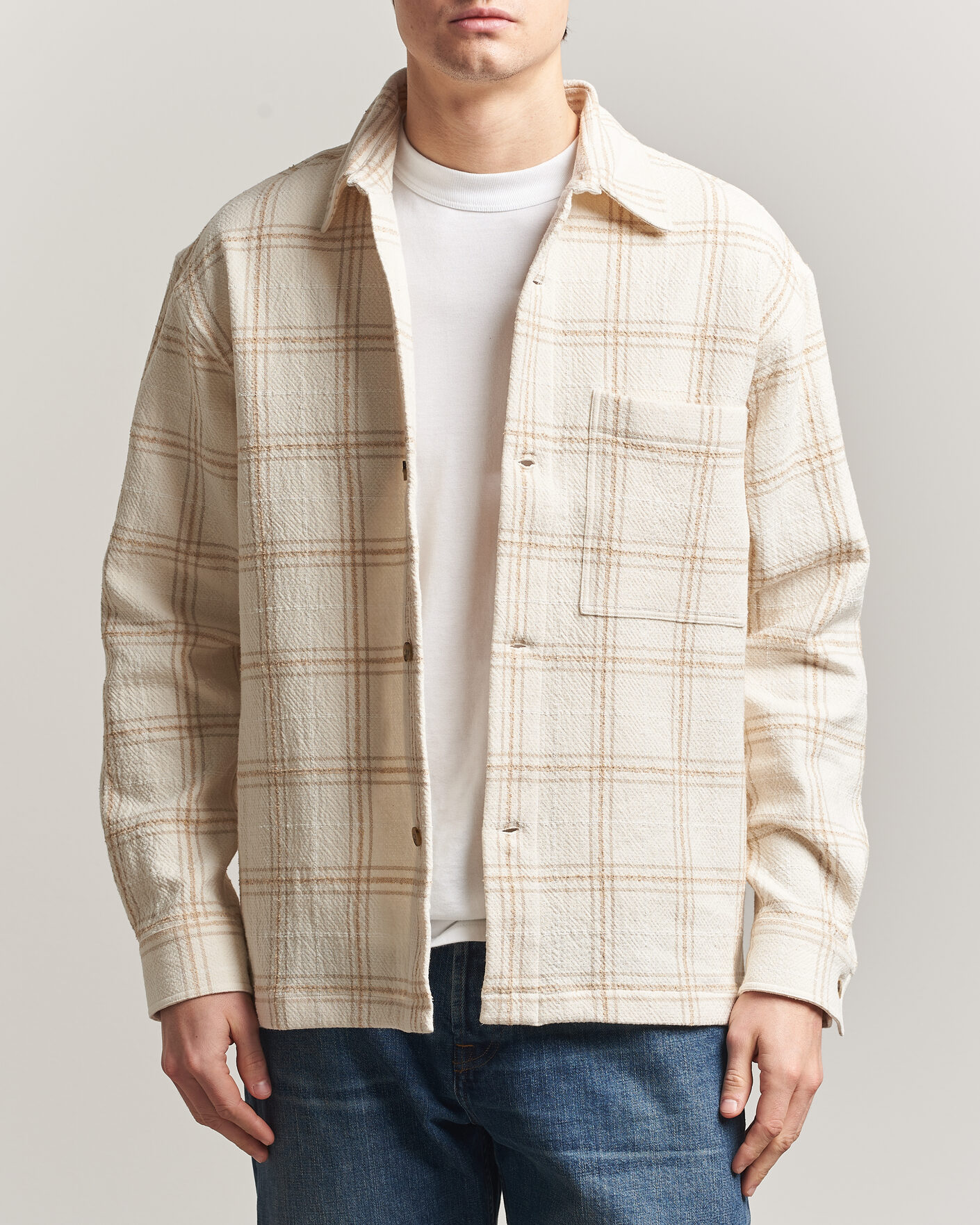 Herr | Skjortor | NN07 | Adwin Checked Overshirt Ivory