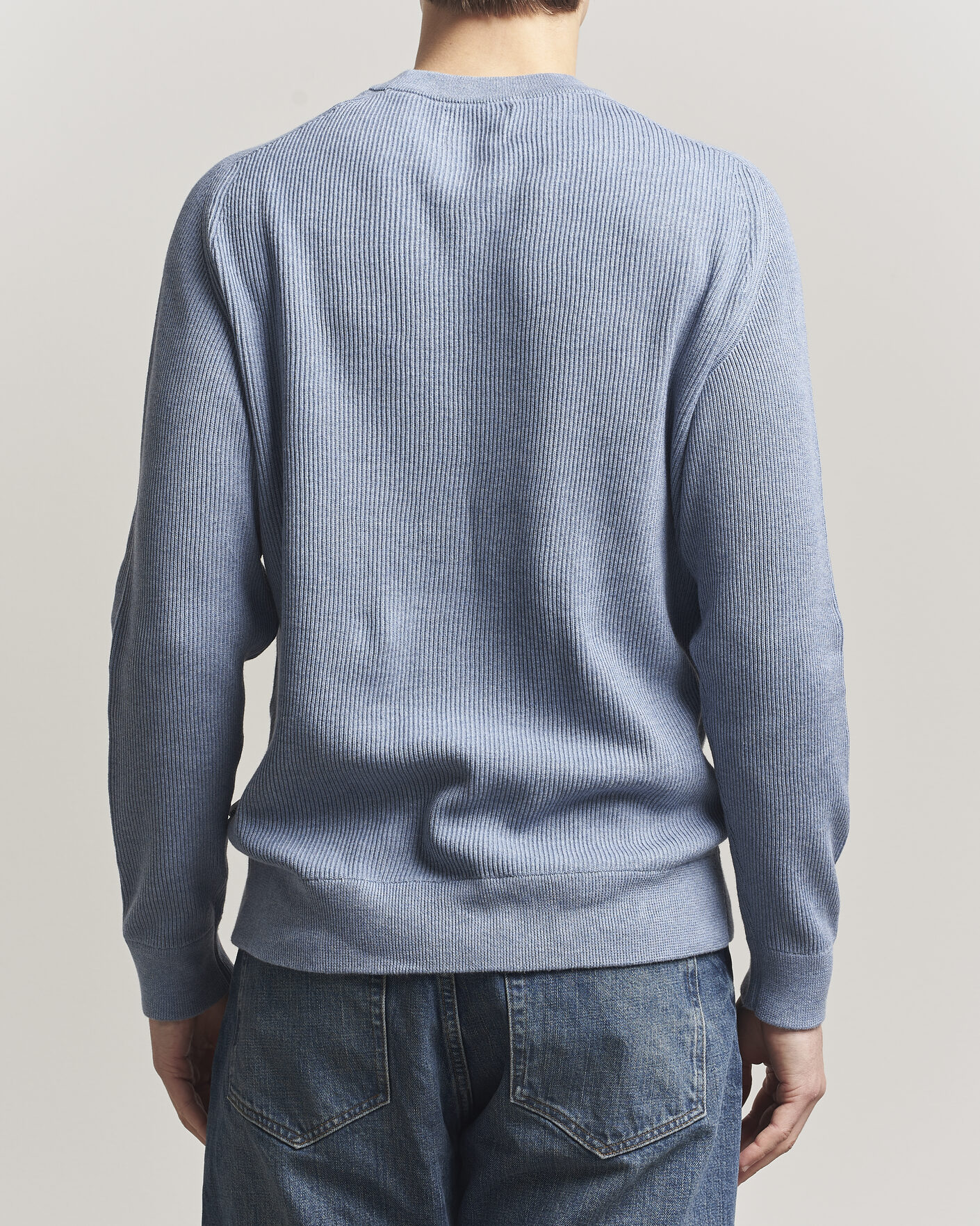 Herr | Tröjor | NN07 | Kevin Cotton Knitted Sweater Stone Blue